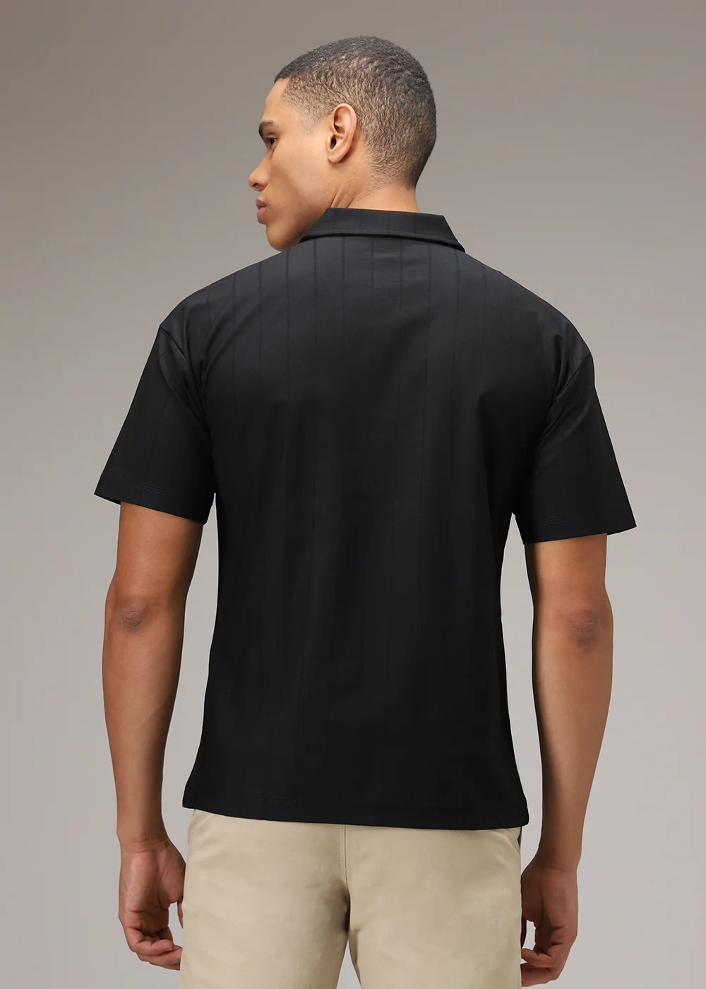 Black Striped Polo T-Shirt - Image 4