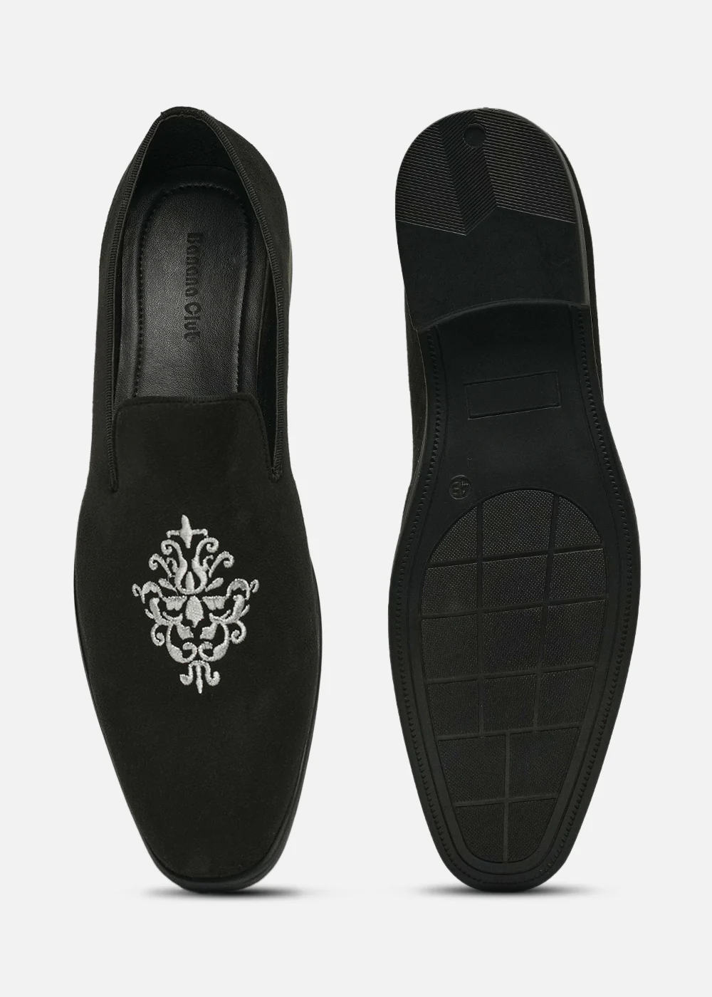 Black Suede Embroidered Loafers - Image 5