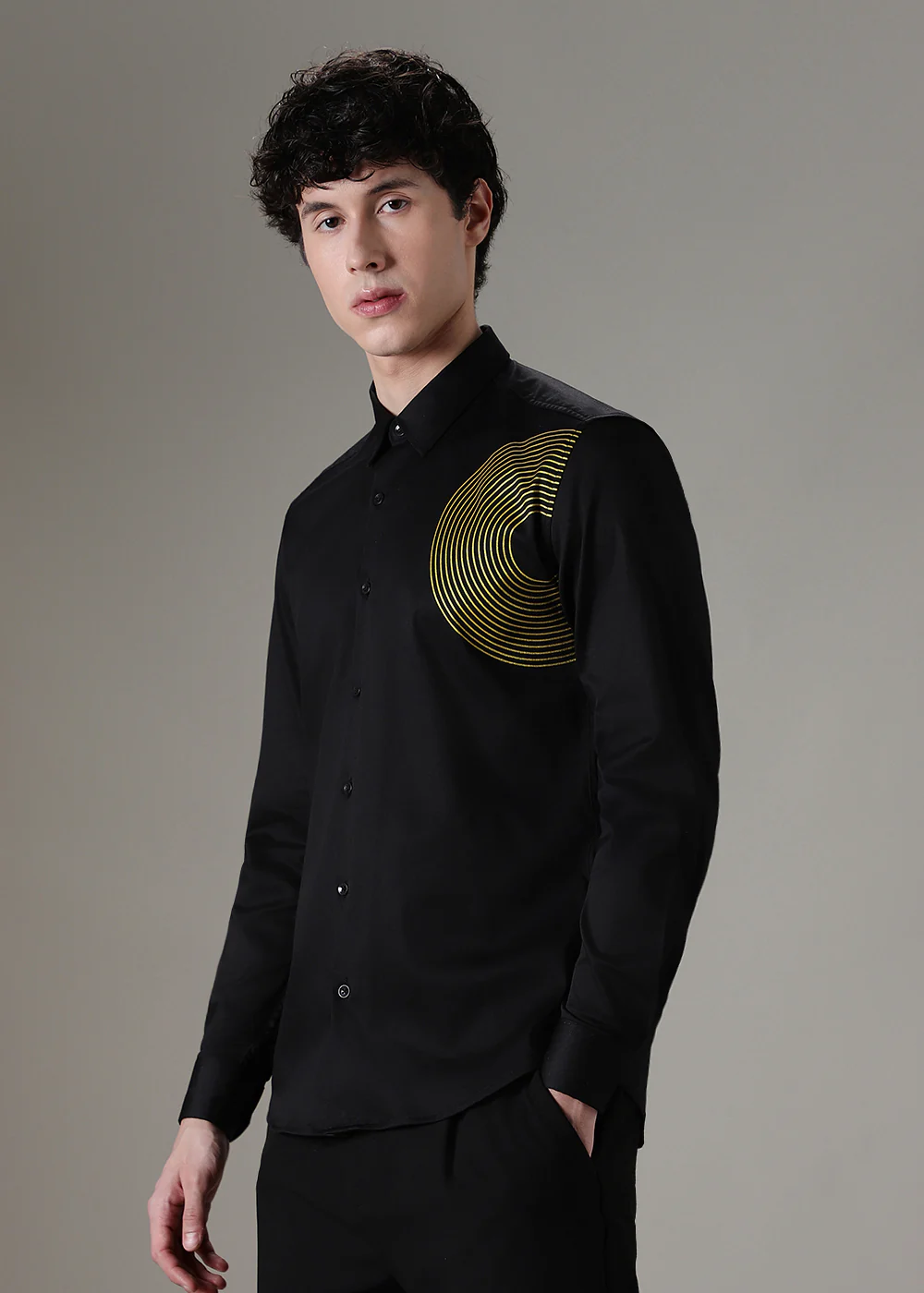 Black Symmetric Foil Designer Shirt - Image 5