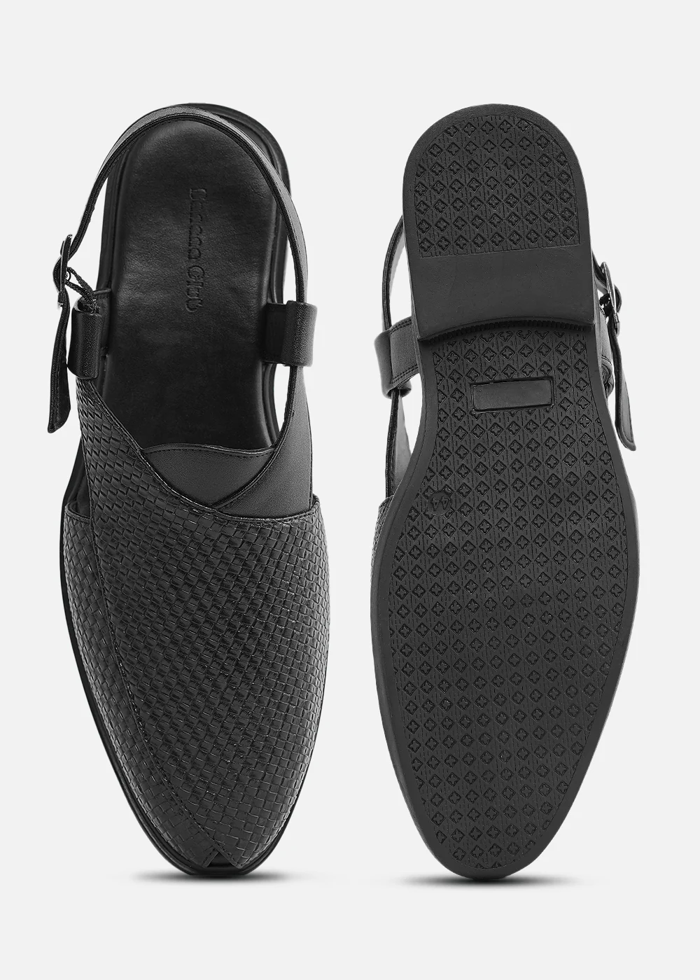 Black Textured Back Strap Comfort Sandals - Image 6