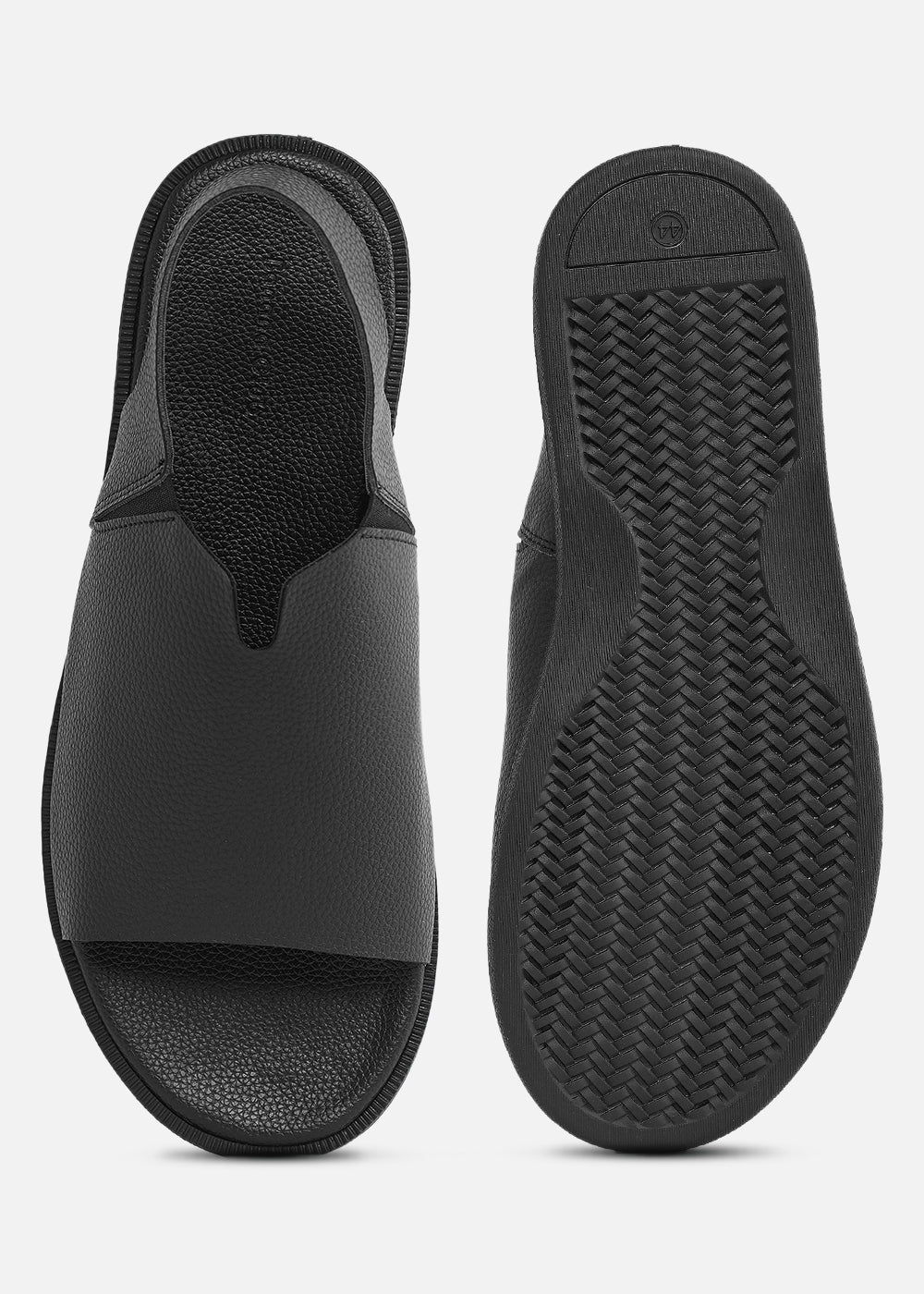 Black Textured Back Strap Sandals - Image 4