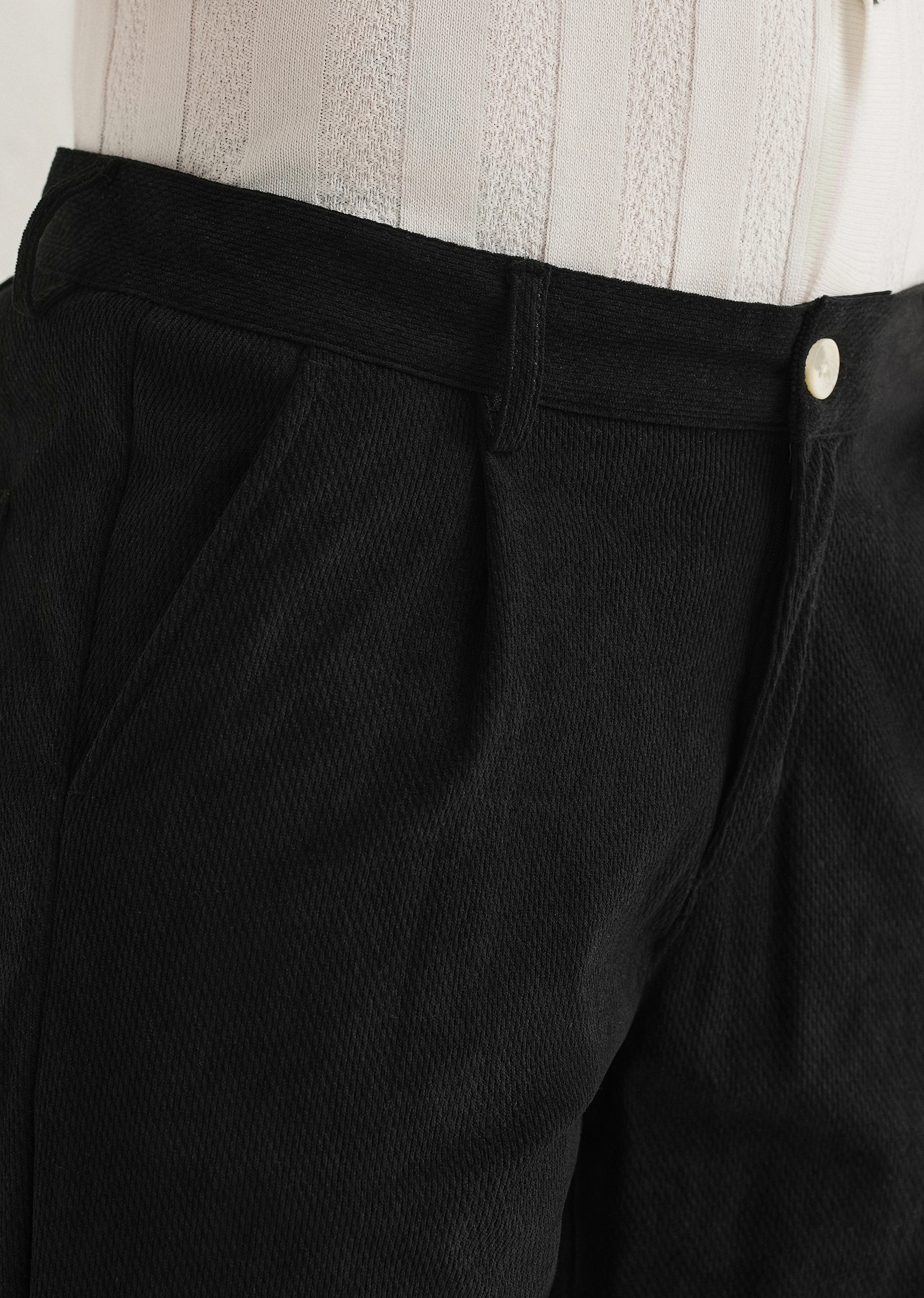 Black Textured Corduroy Pant - Image 5