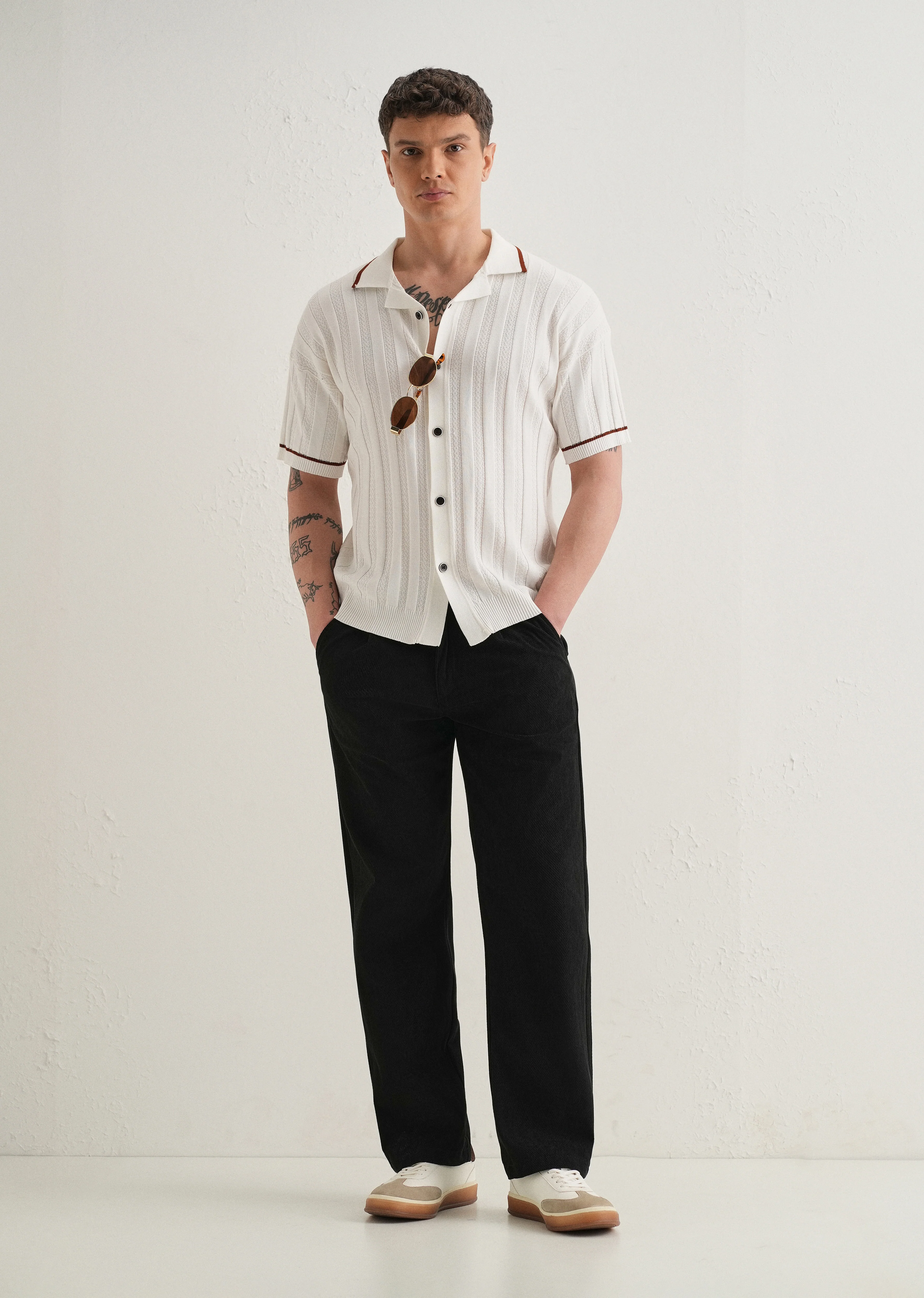 Black Textured Corduroy Pant - Image 6