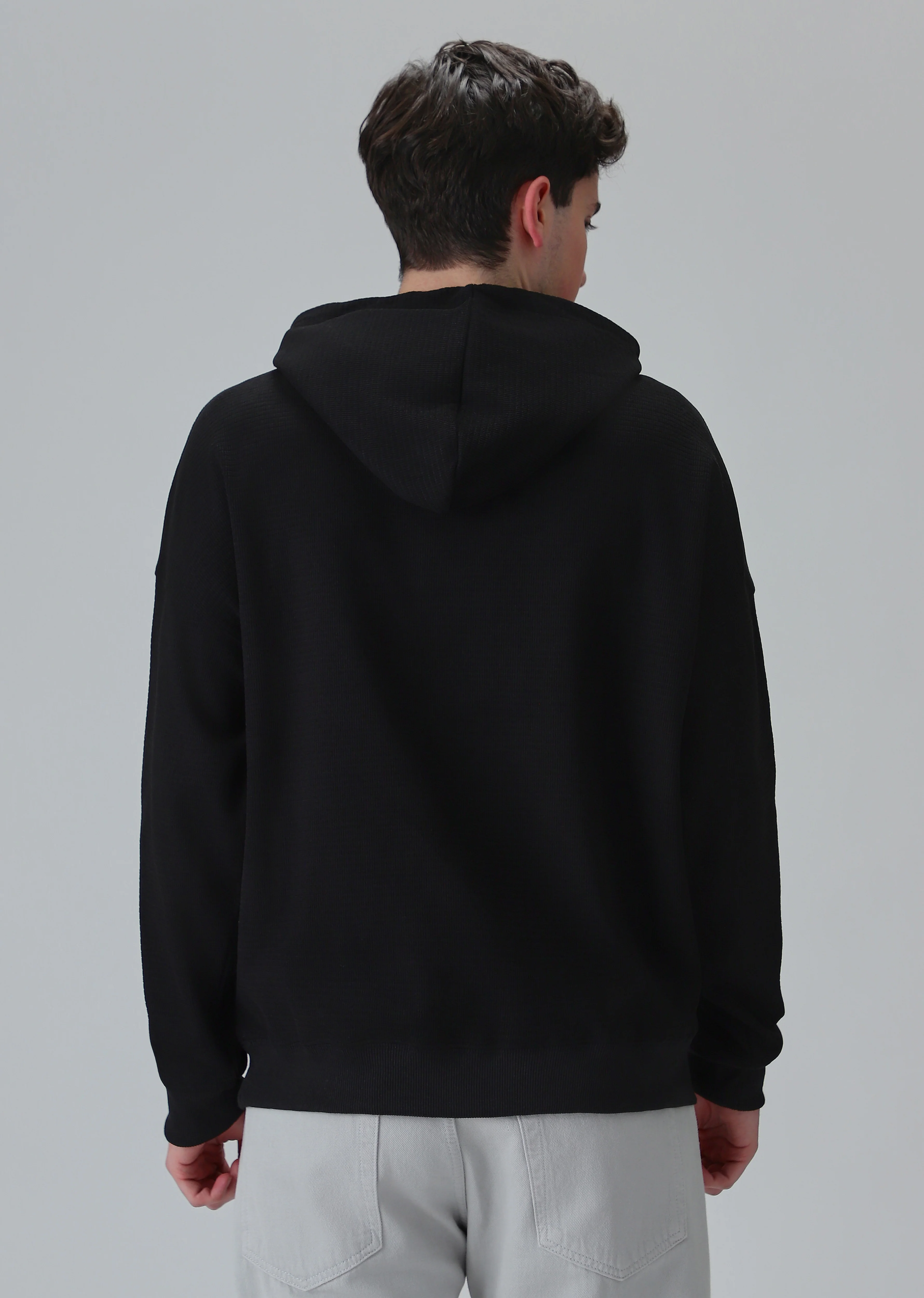 Black Textured Hoodie - Image 2