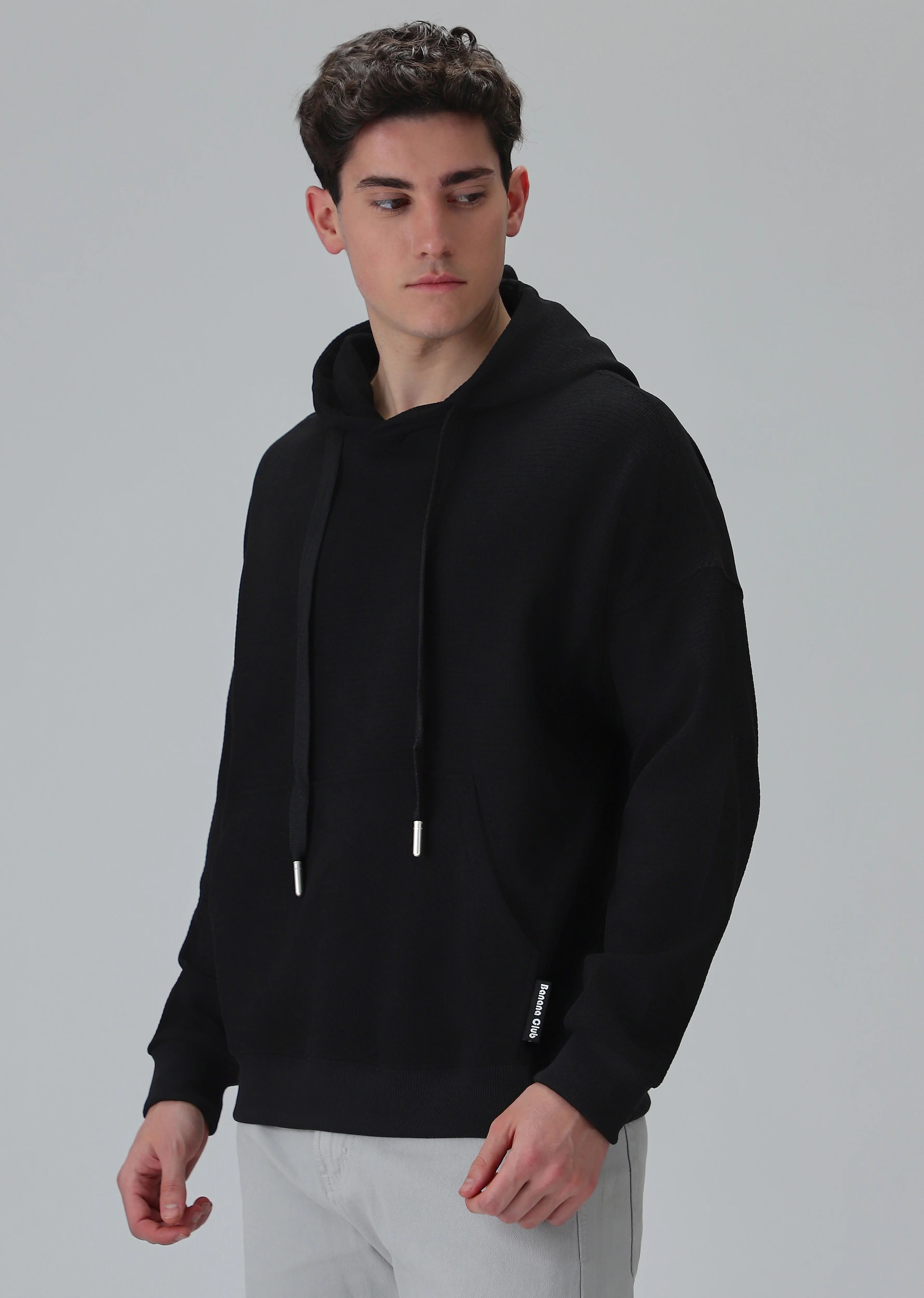 Black Textured Hoodie - Image 4