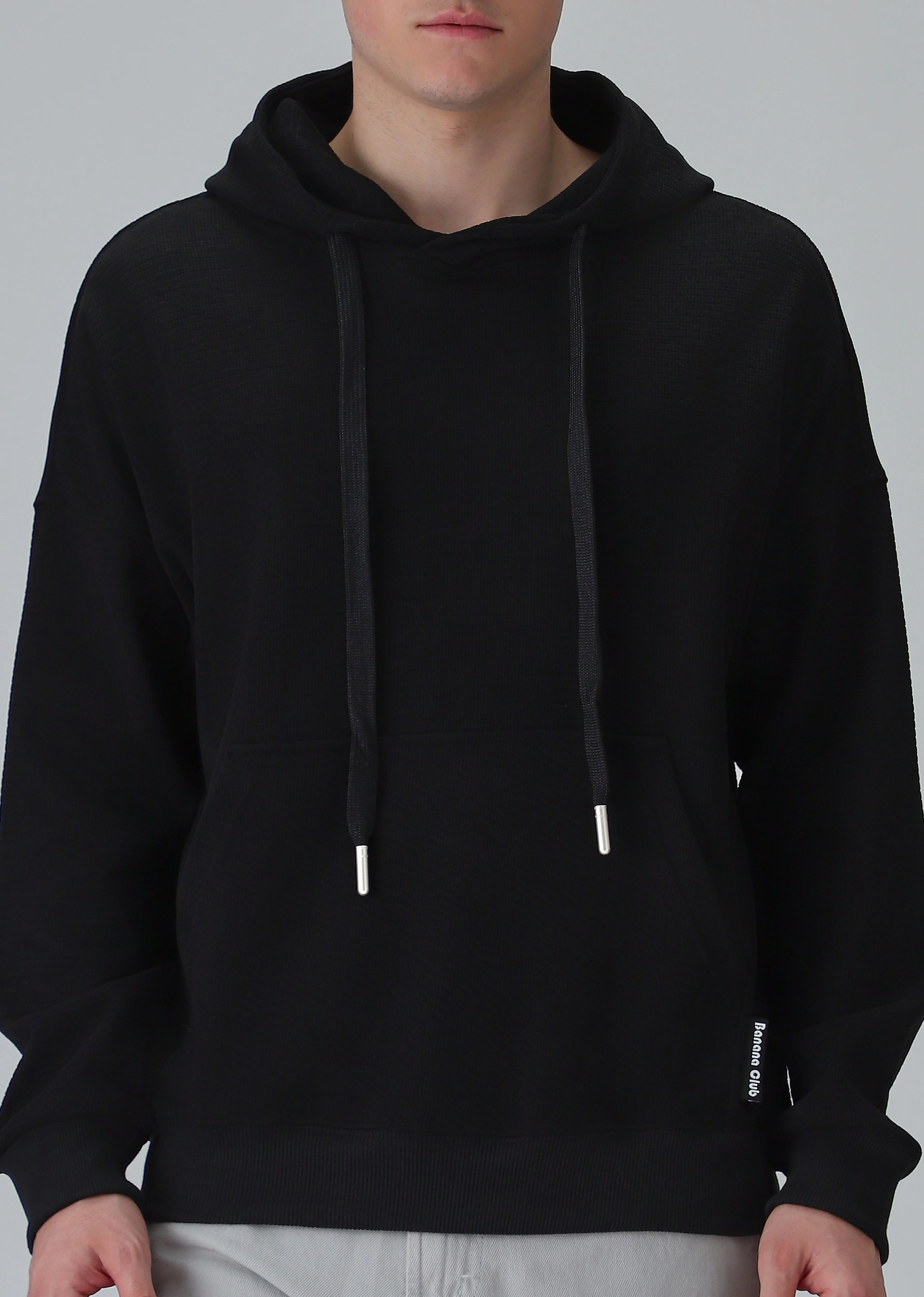 Black Textured Hoodie - Image 7