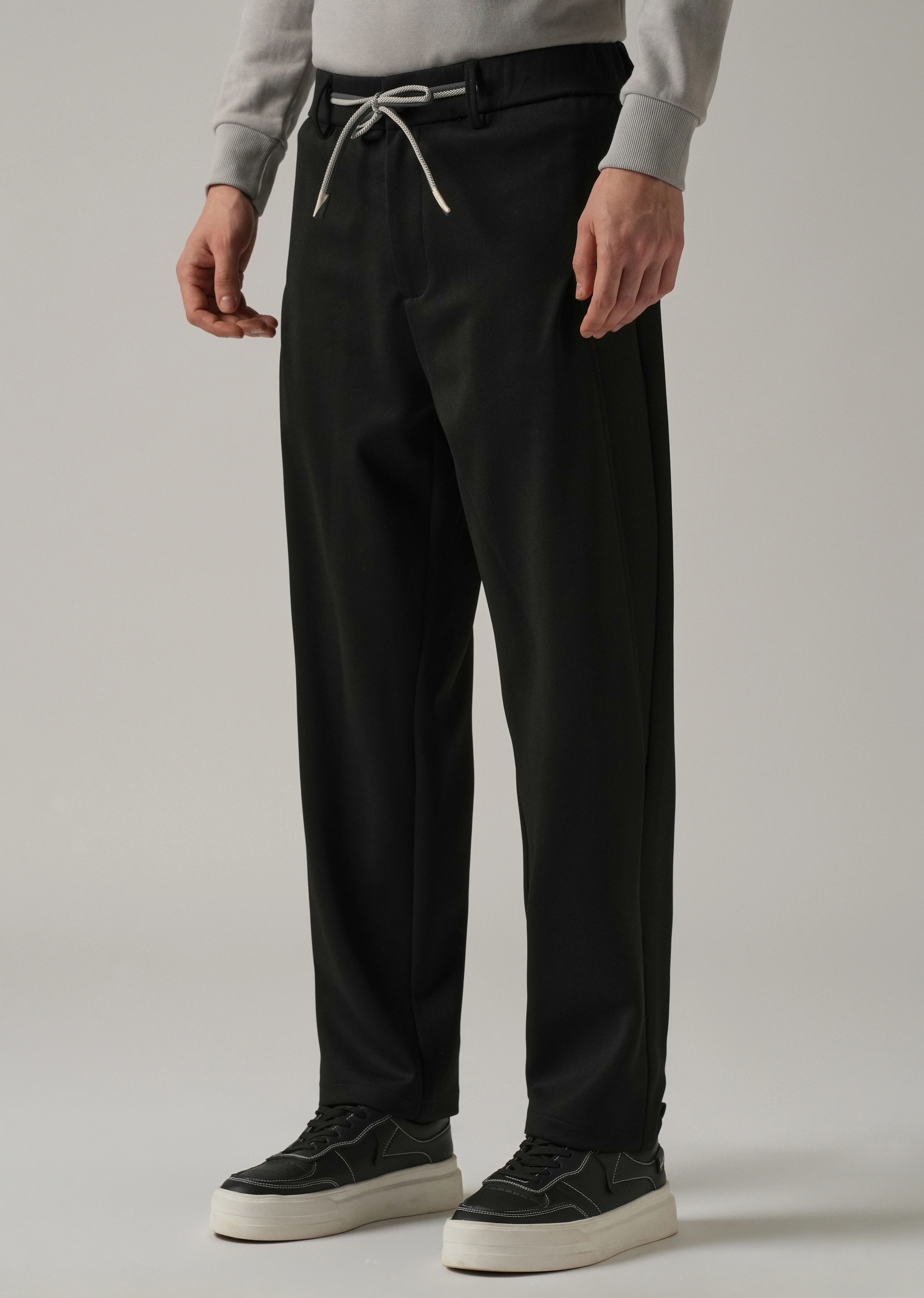 Black Textured Stretch Pant - Image 4