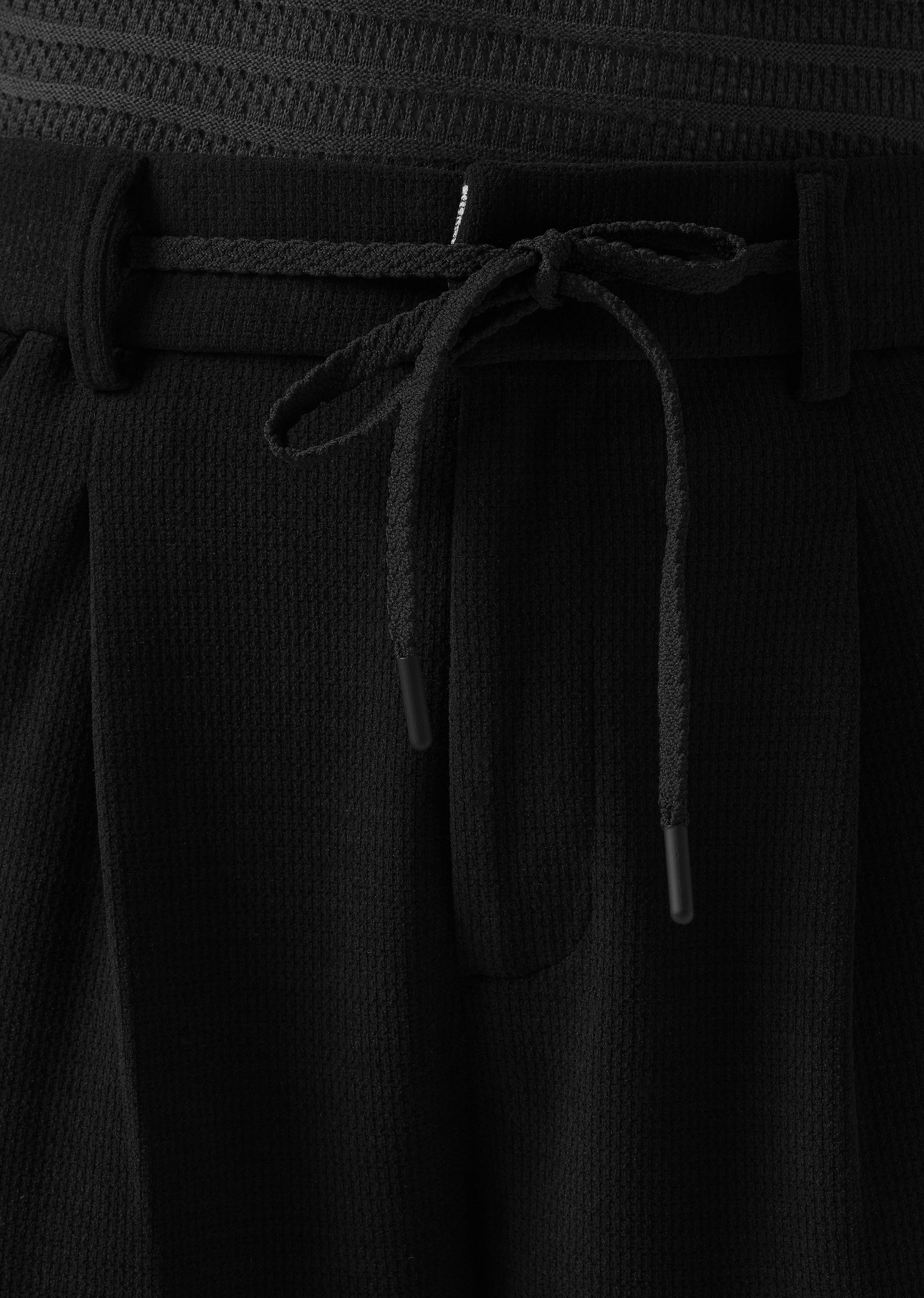 Black Textured Suede Drawstring Pant - Image 5