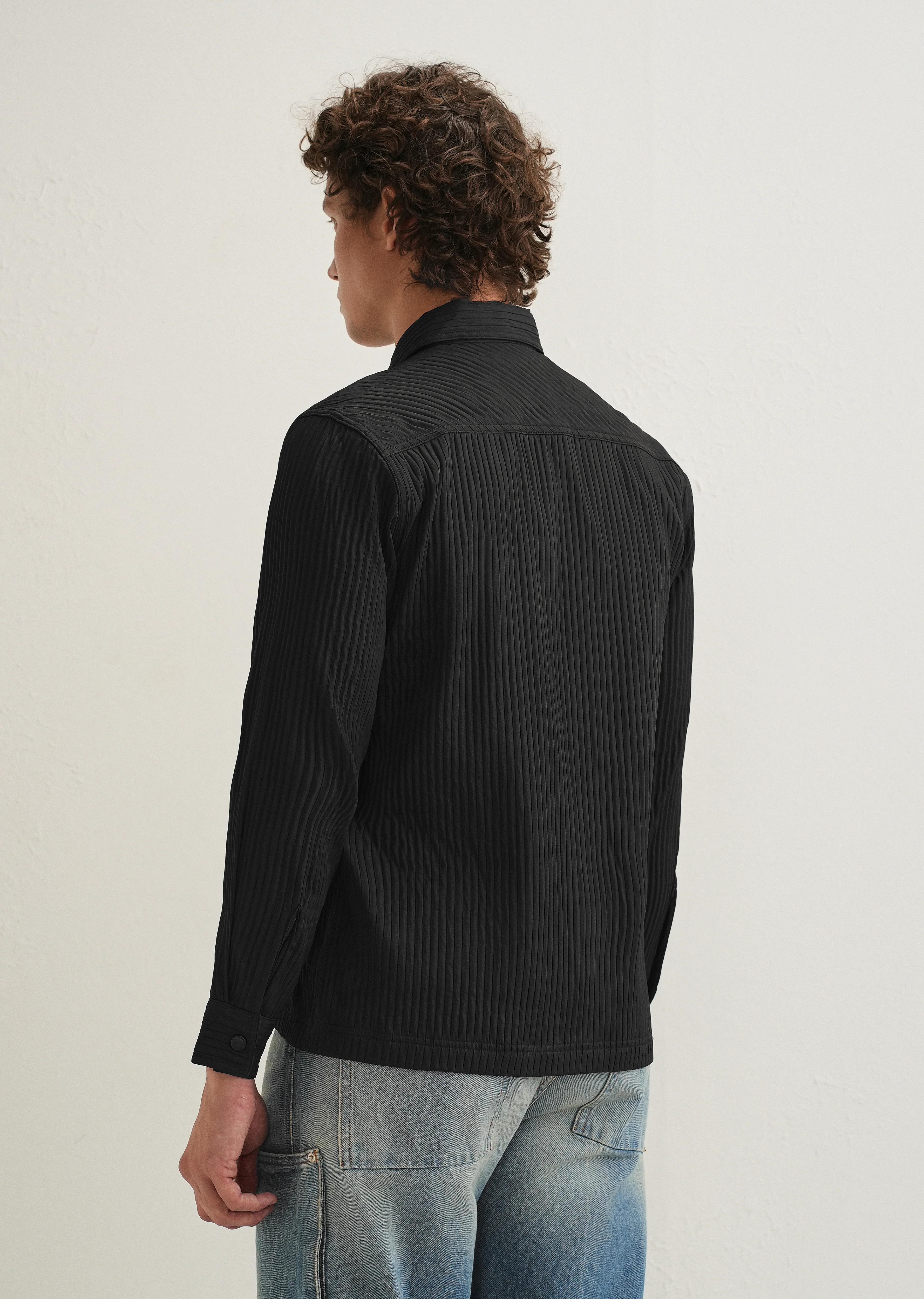 Black Textured Utility Shacket - Image 5