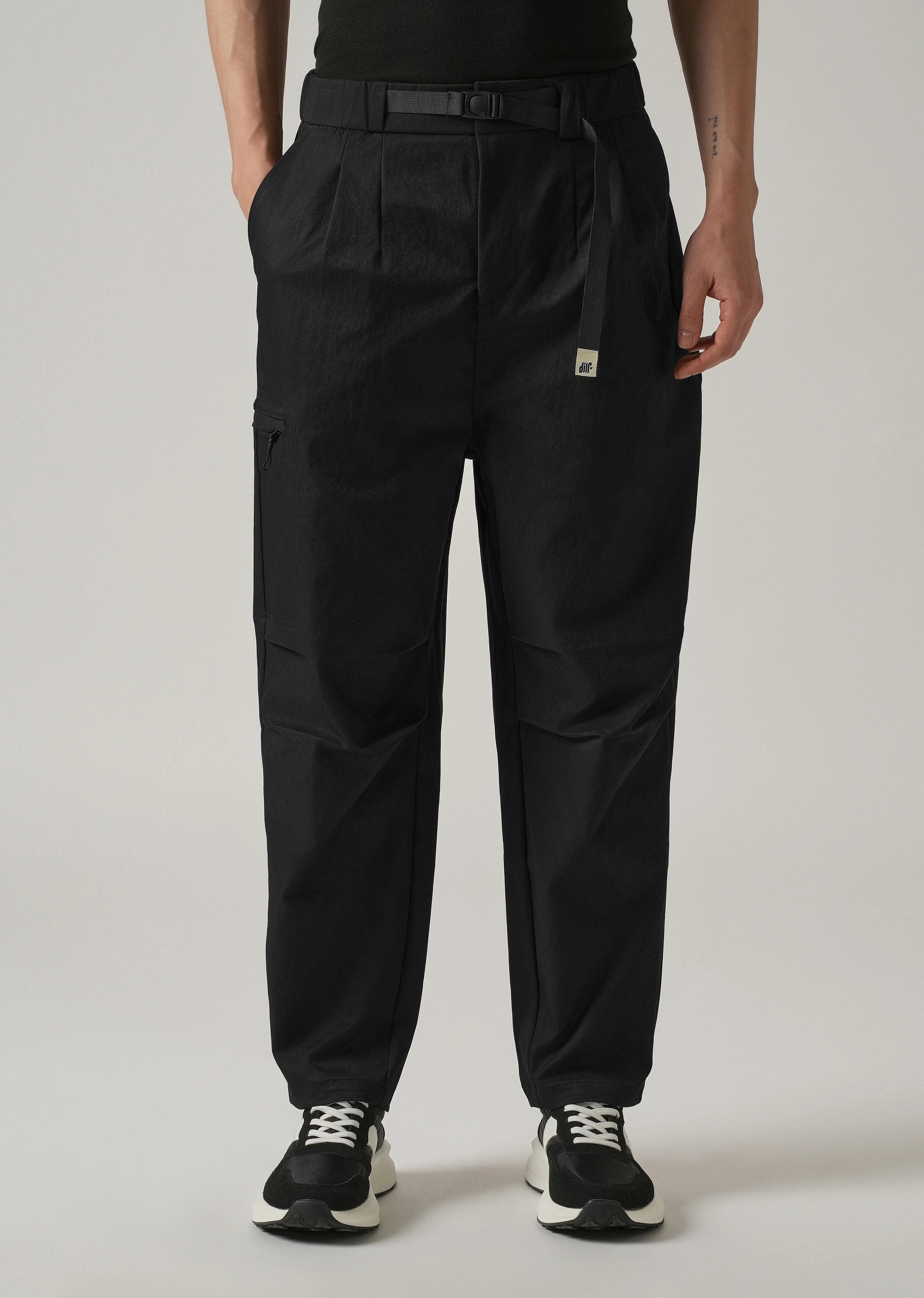 Black Twill Belt Relaxed Fit Pant - Image 3
