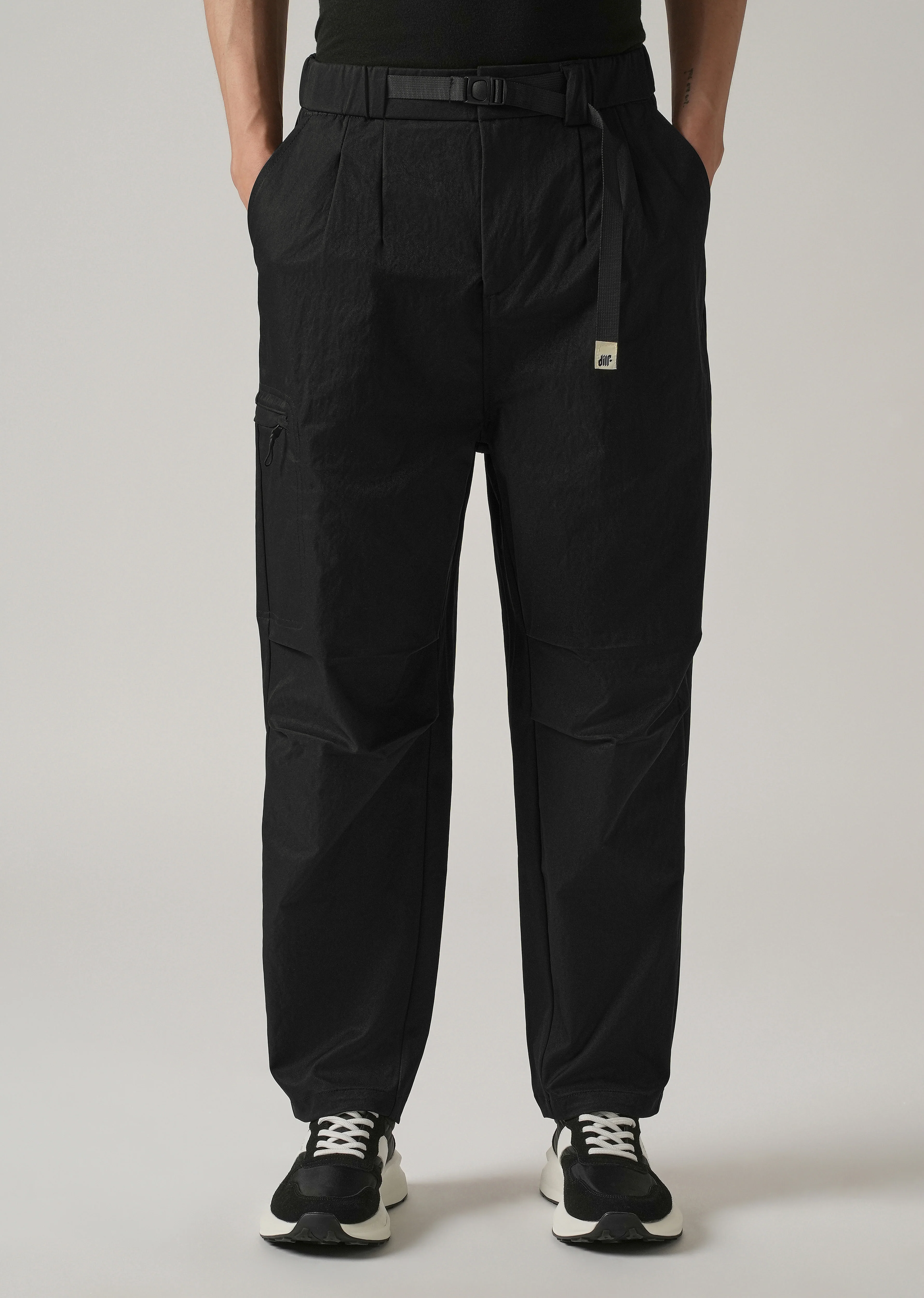 Black Twill Belt Relaxed Fit Pant - Image 7