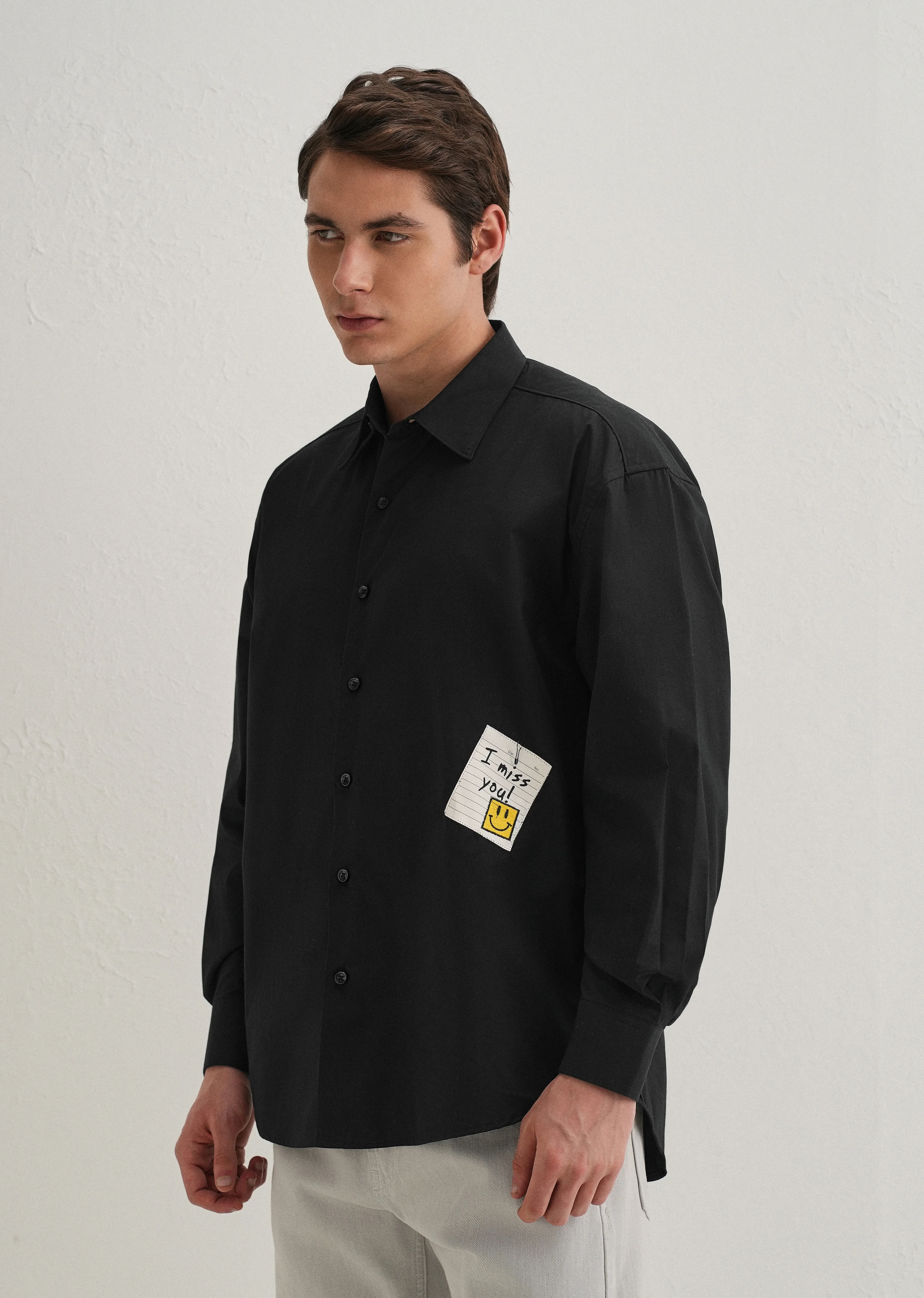 Black Valentine Note Cotton Shirt - Image 4