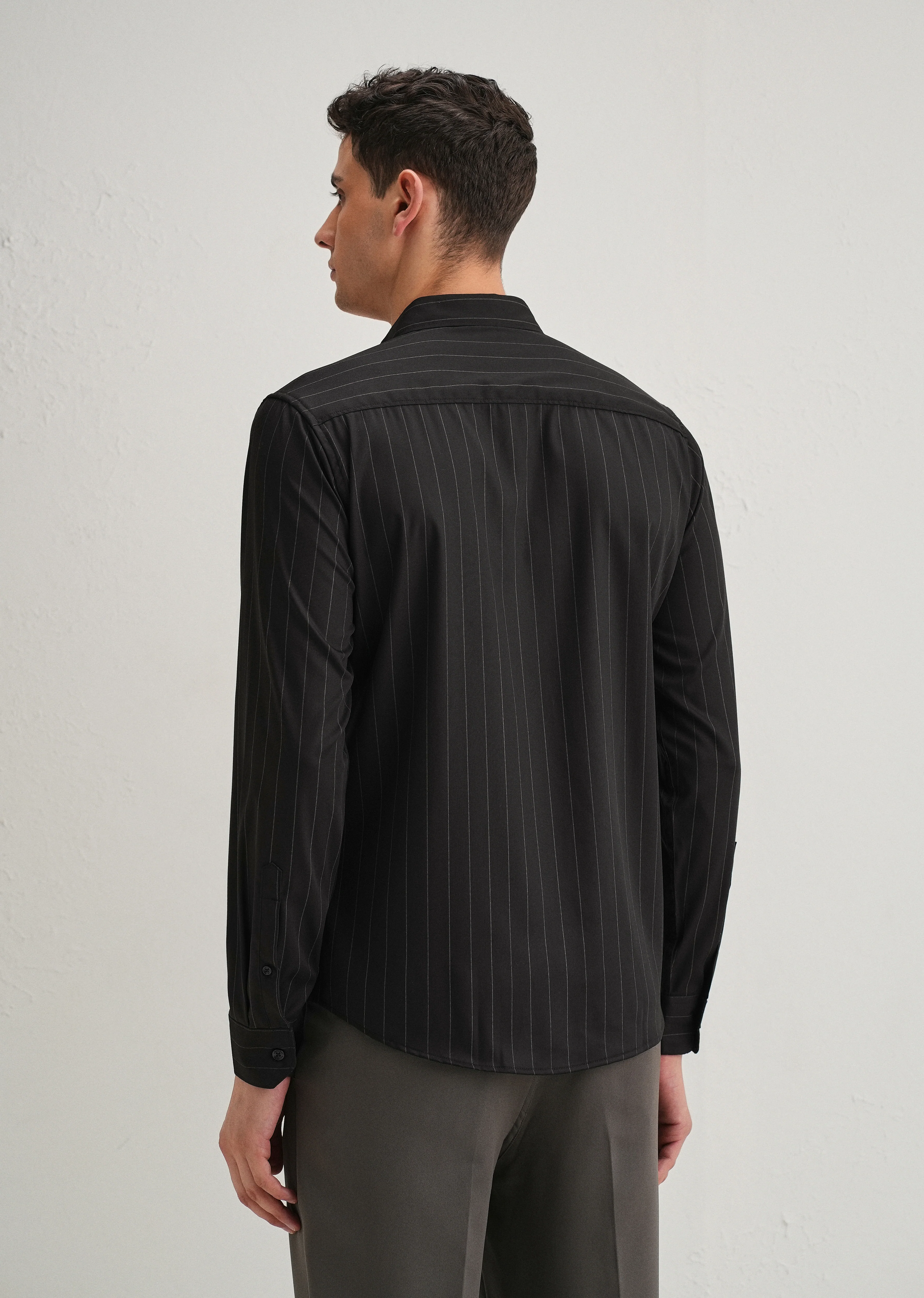 Black Vertical Stripe Shirt - Image 4