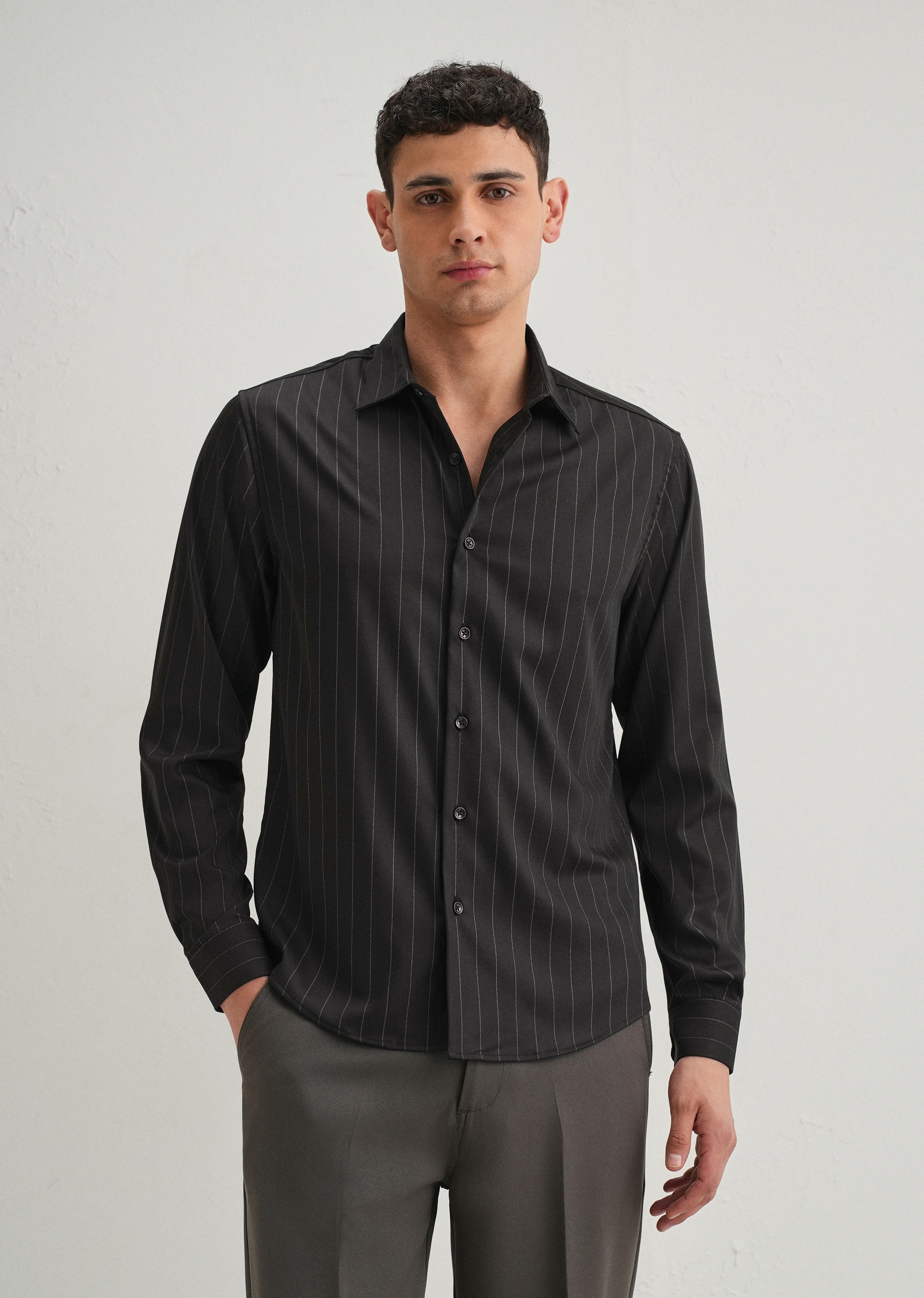 Black Vertical Stripe Shirt - Image 5