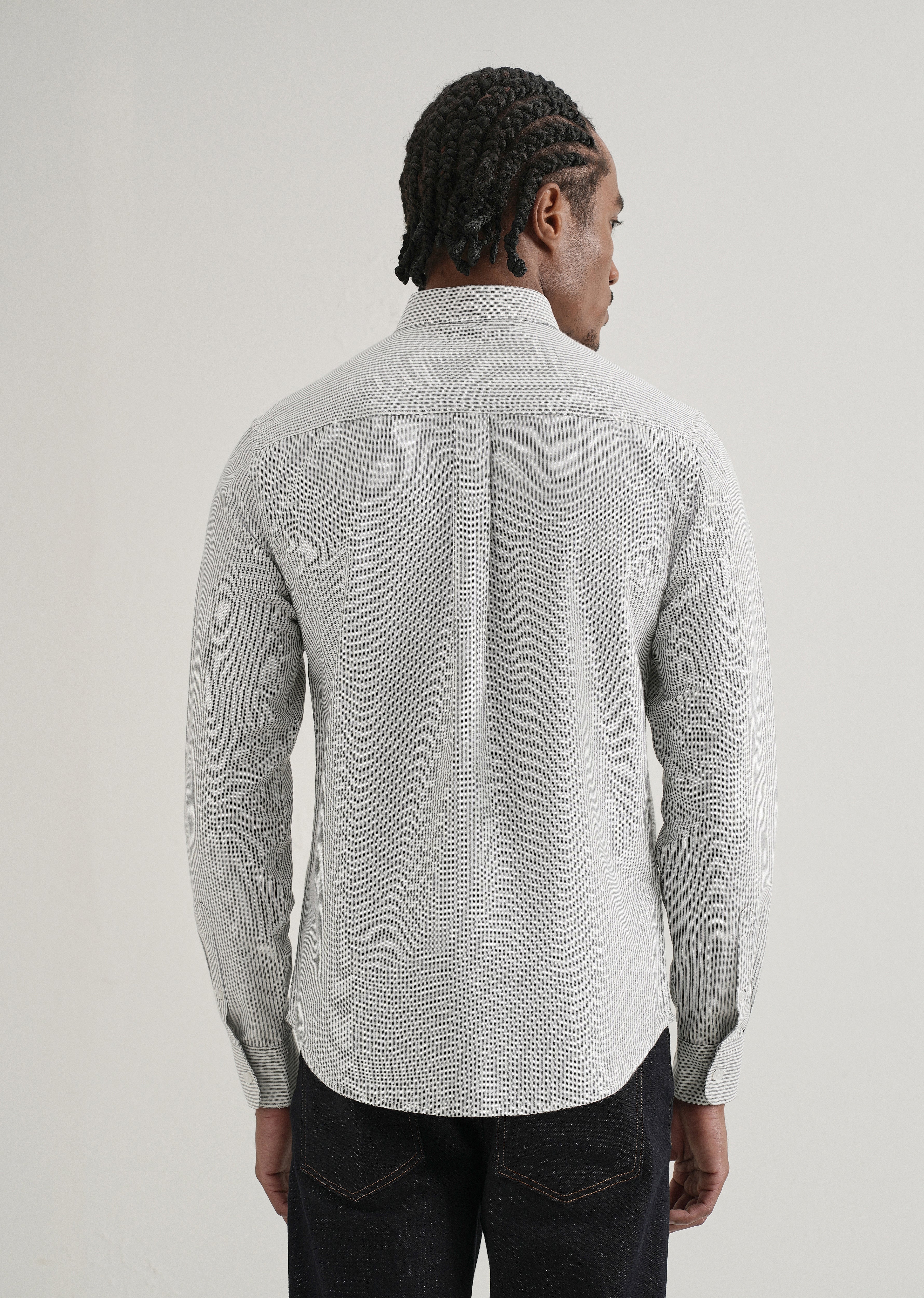Black Vertical Striped Cotton Shirt - Image 4