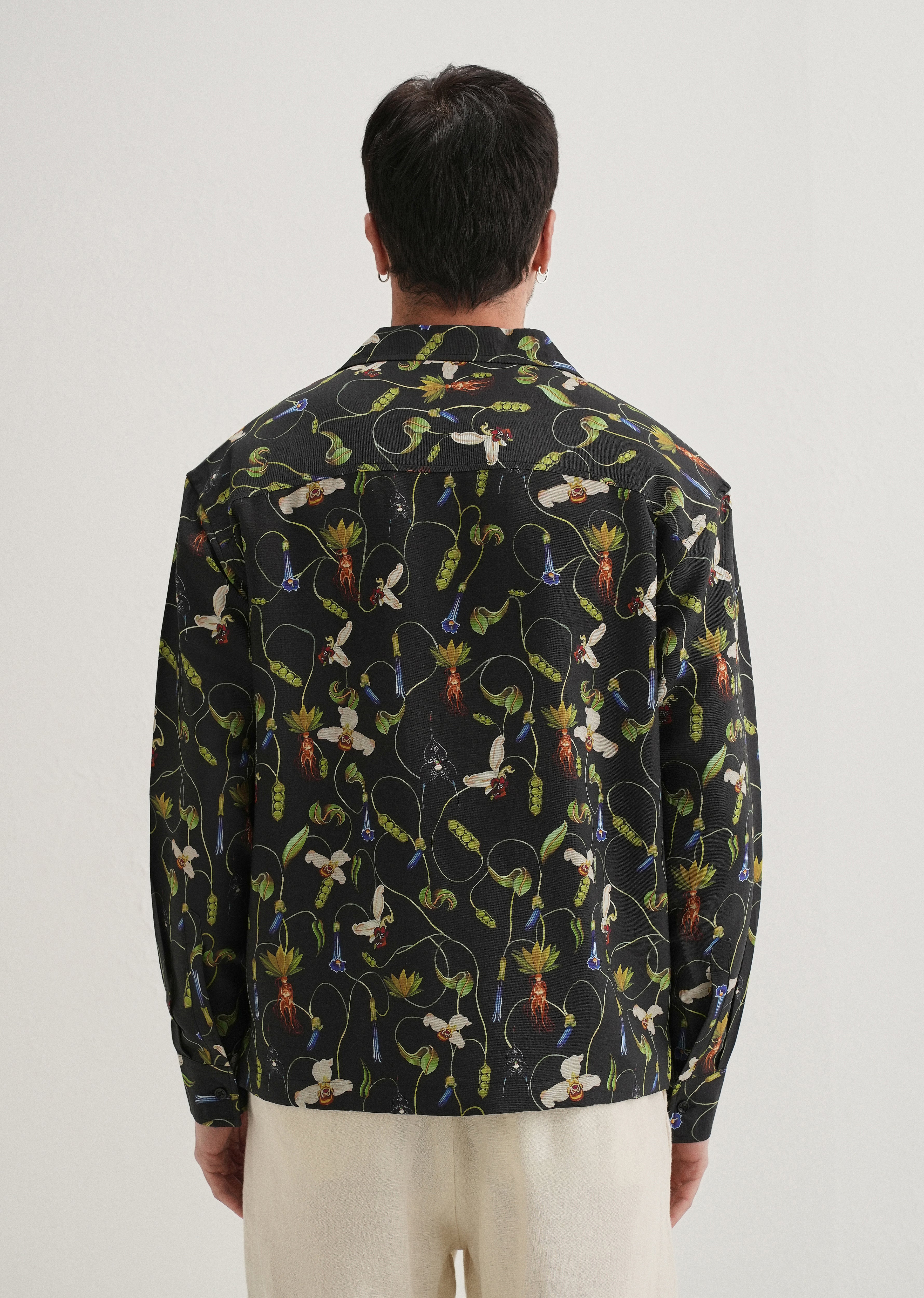Black Vintage Orchid Printed Shirt - Image 2