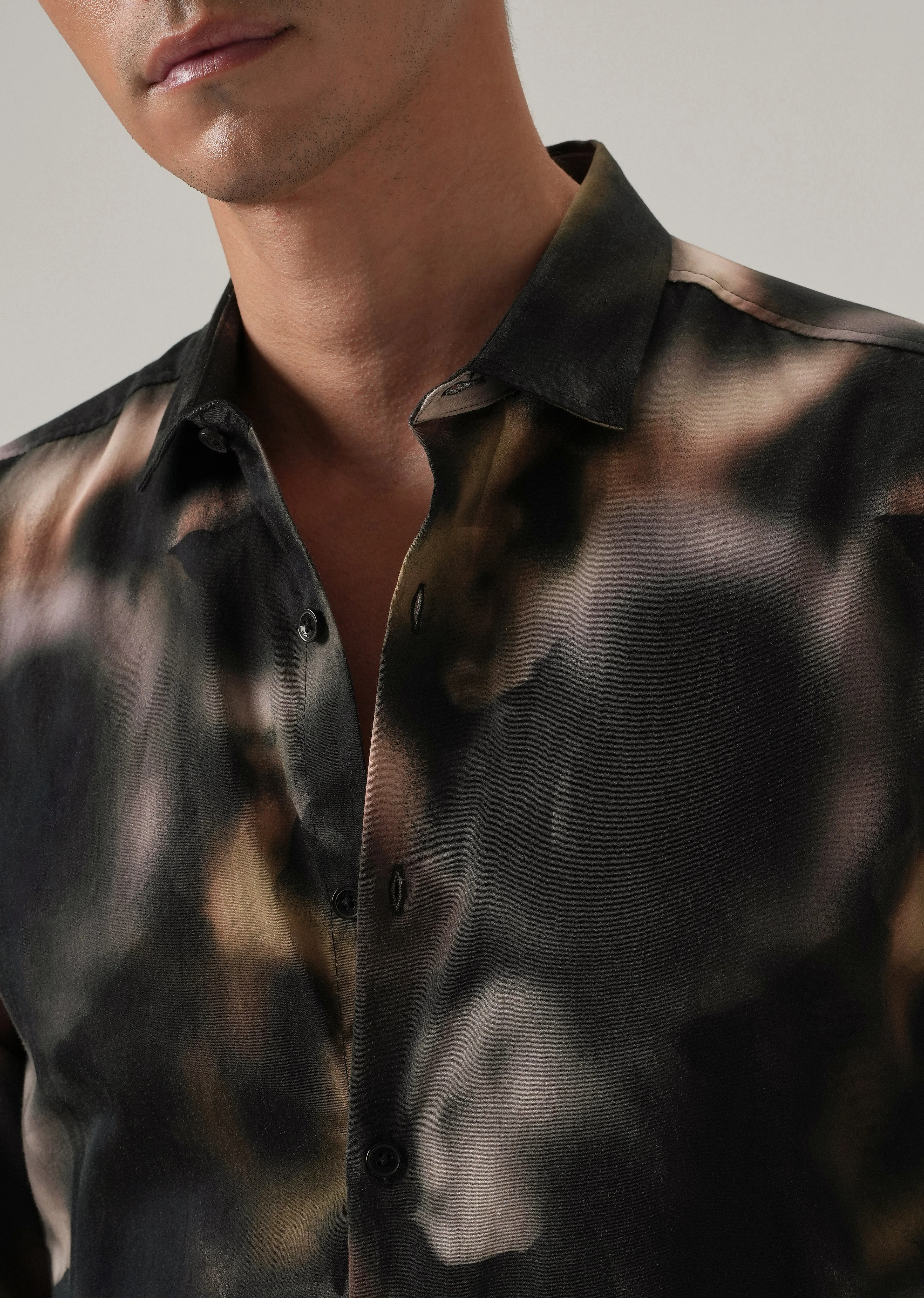 Black Wash Abstract Print Shirt - Image 5