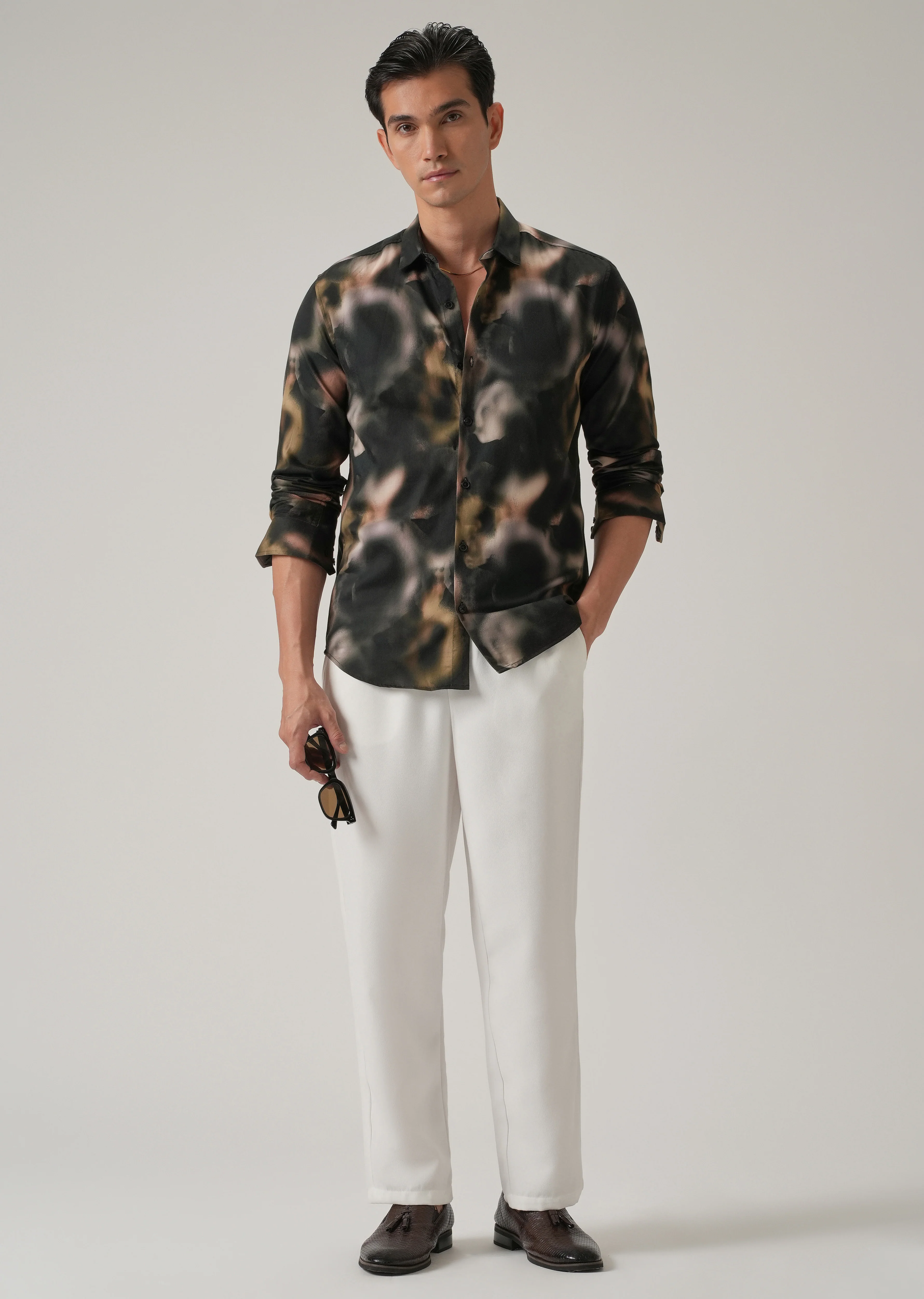 Black Wash Abstract Print Shirt - Image 6