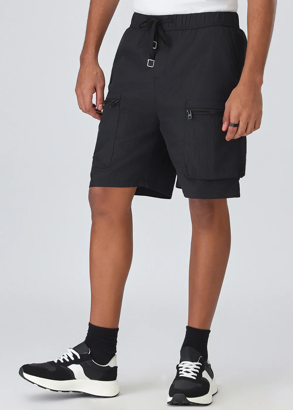 Black Zip Pocket Cargo Shorts - Image 7