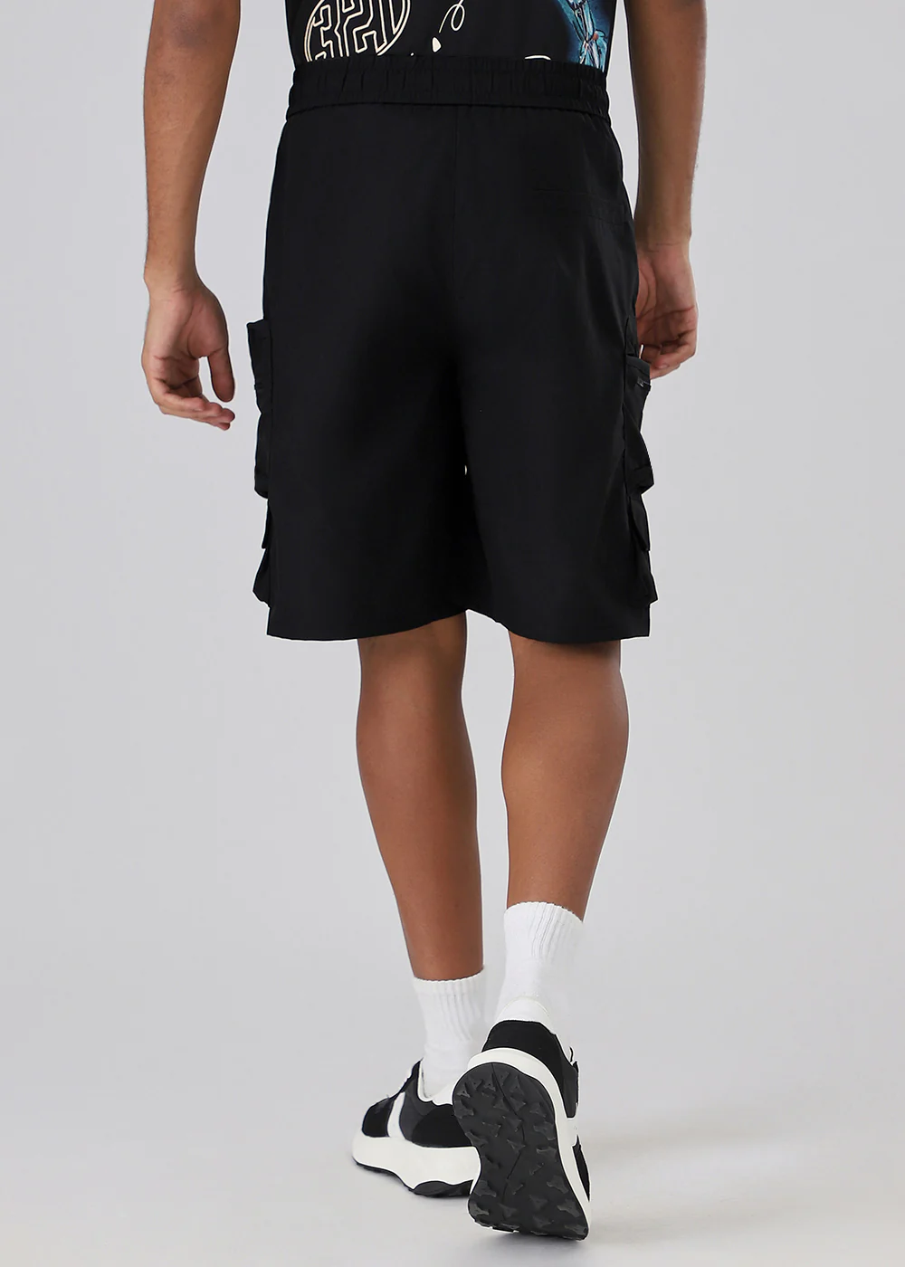Black Zipper Cargo Shorts - Image 2