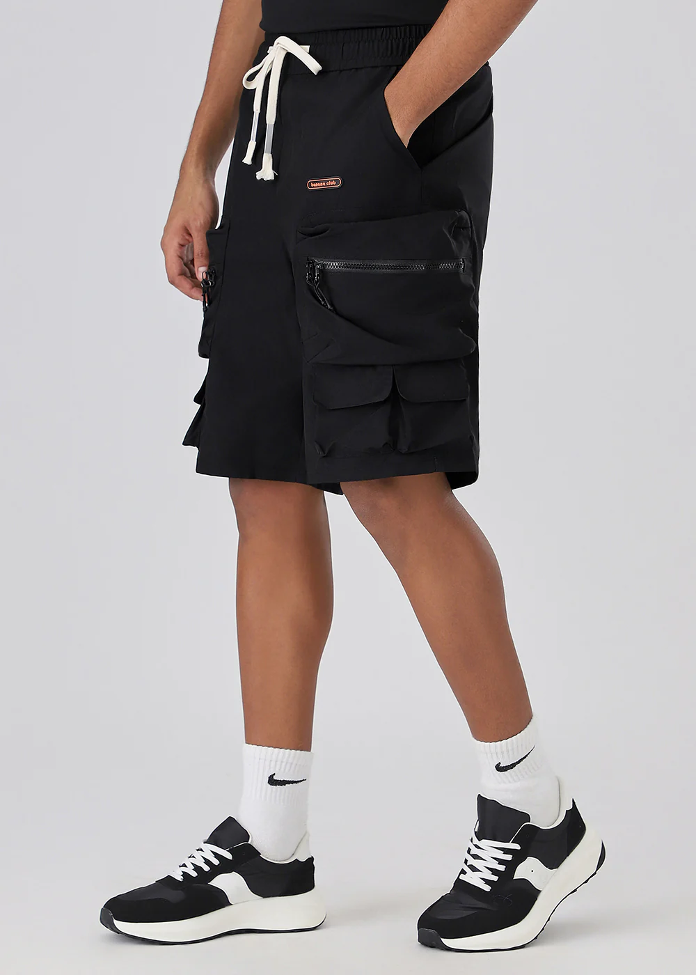 Black Zipper Cargo Shorts - Image 4