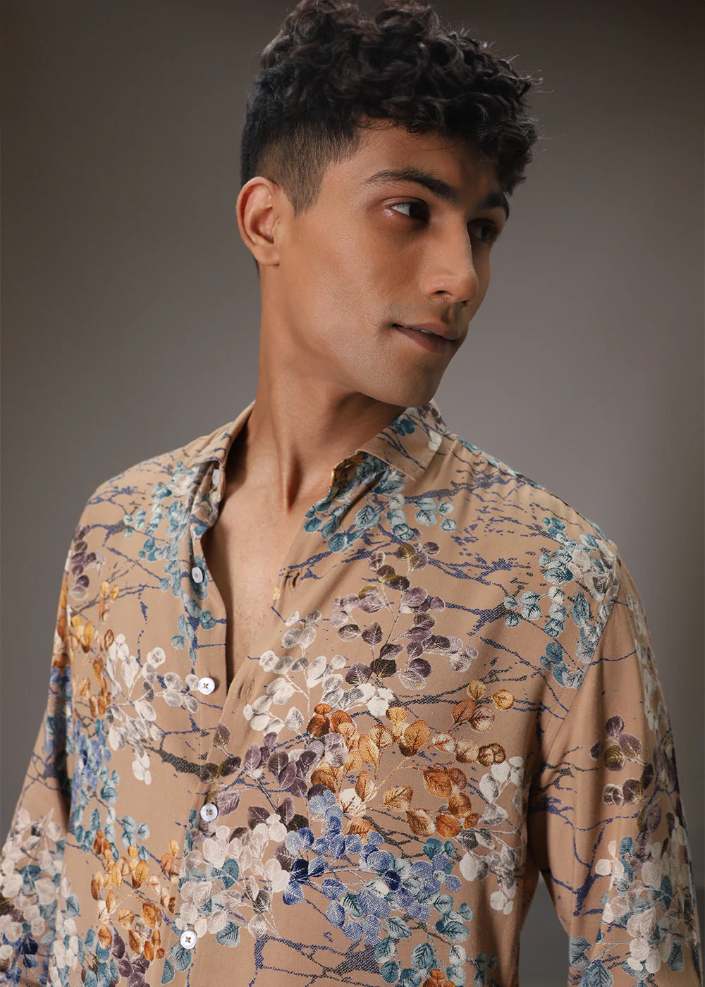 Blossom Beige Feather Shirt - Image 6