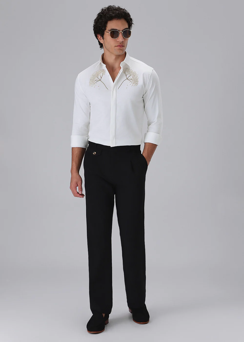 Hand Embroidered White Designer Shirt - Image 6