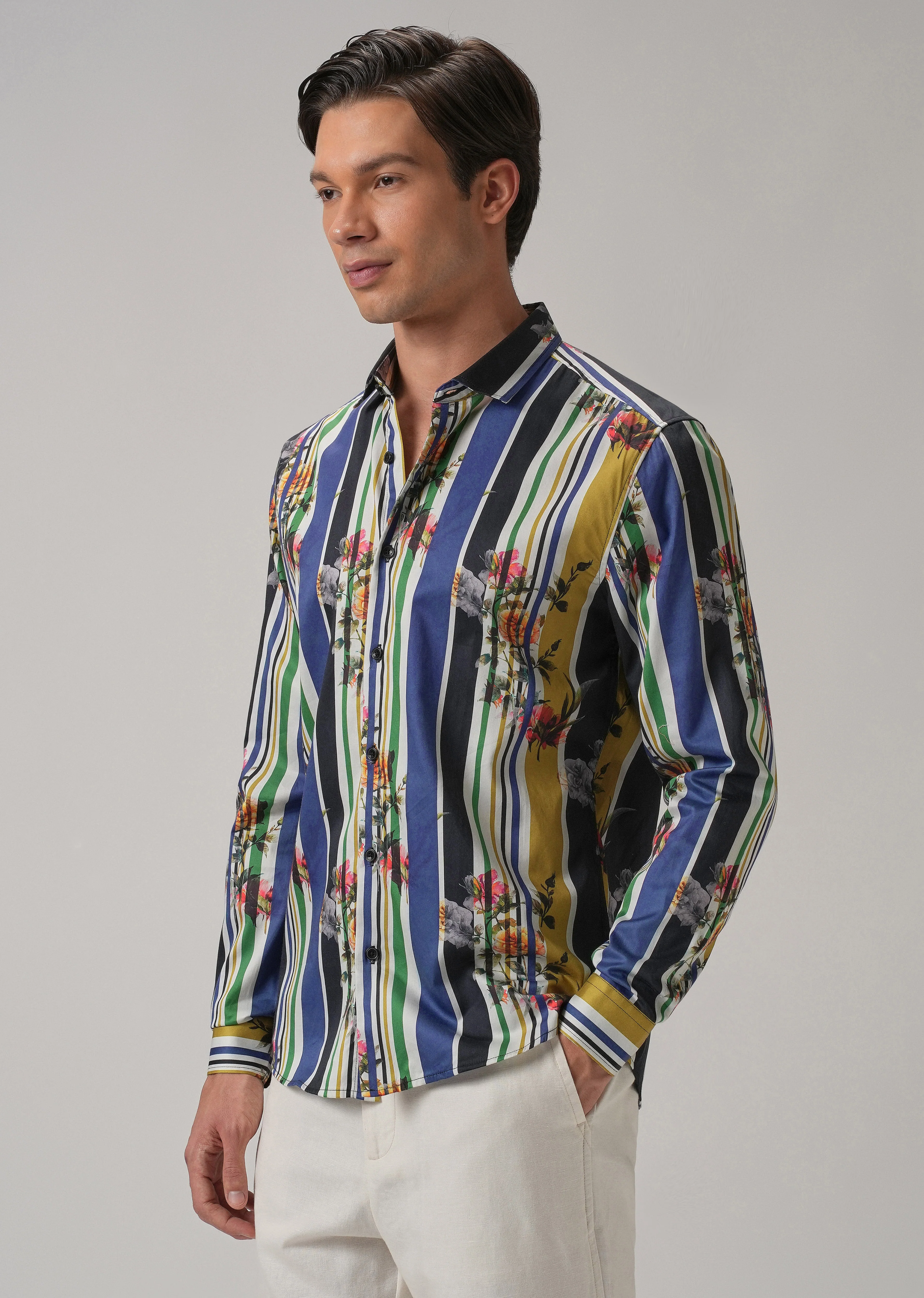 Blossom Full Sleeve Striped Printed Shirt - Image 5