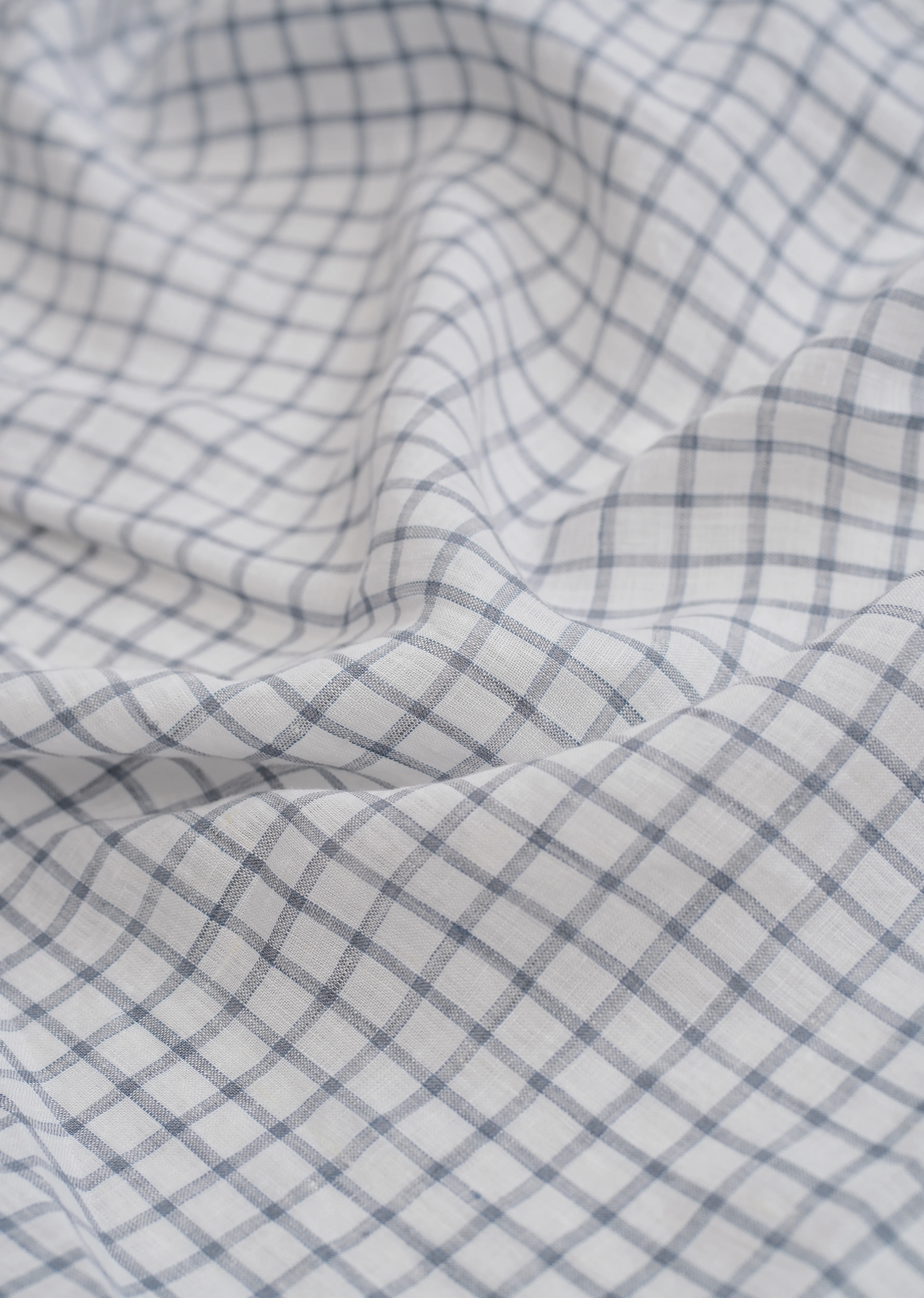 Blue 100% Pure Linen Check Shirt - Image 3