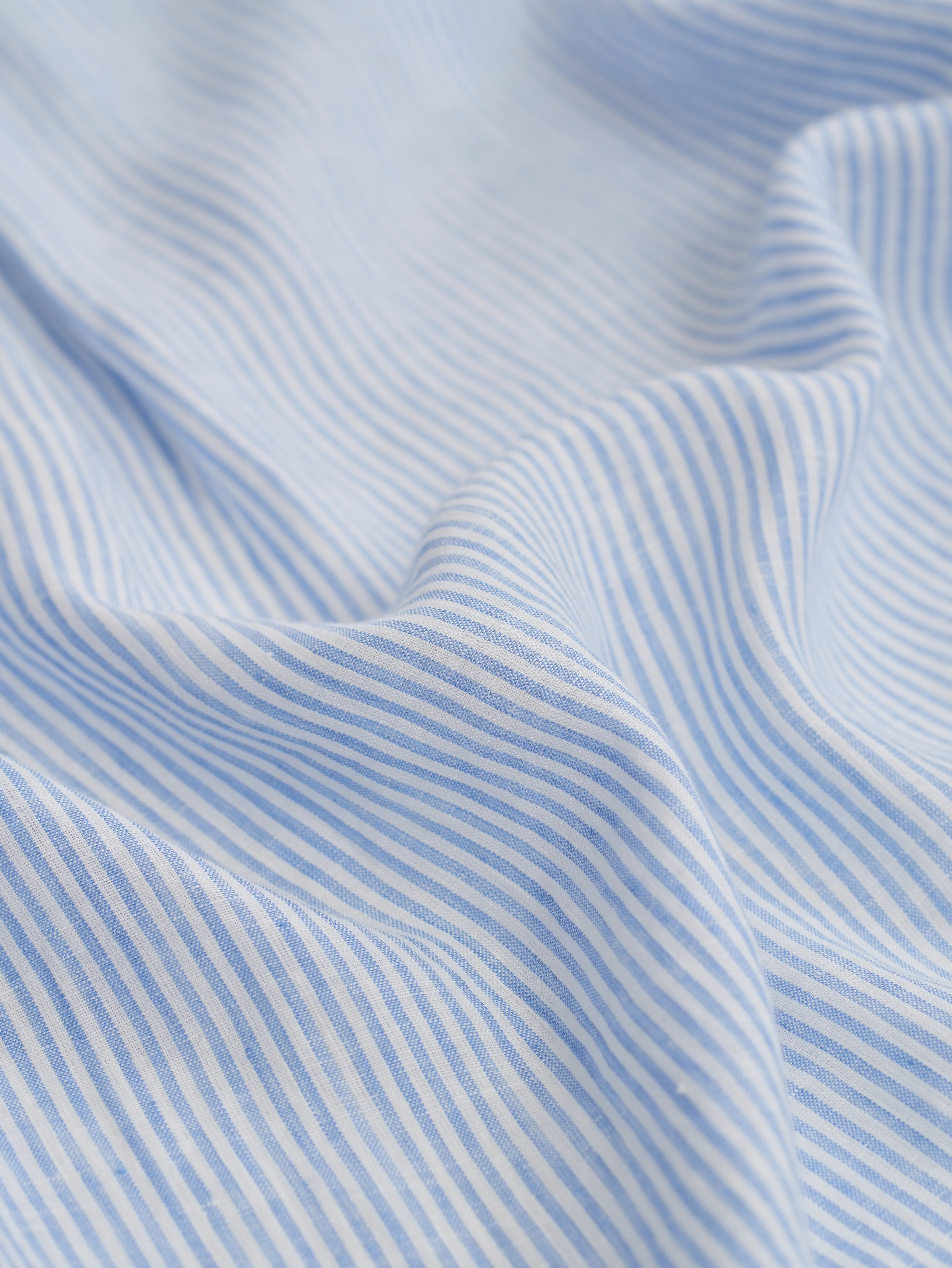 Blue 100% Pure Linen Stripe Shirt - Image 5