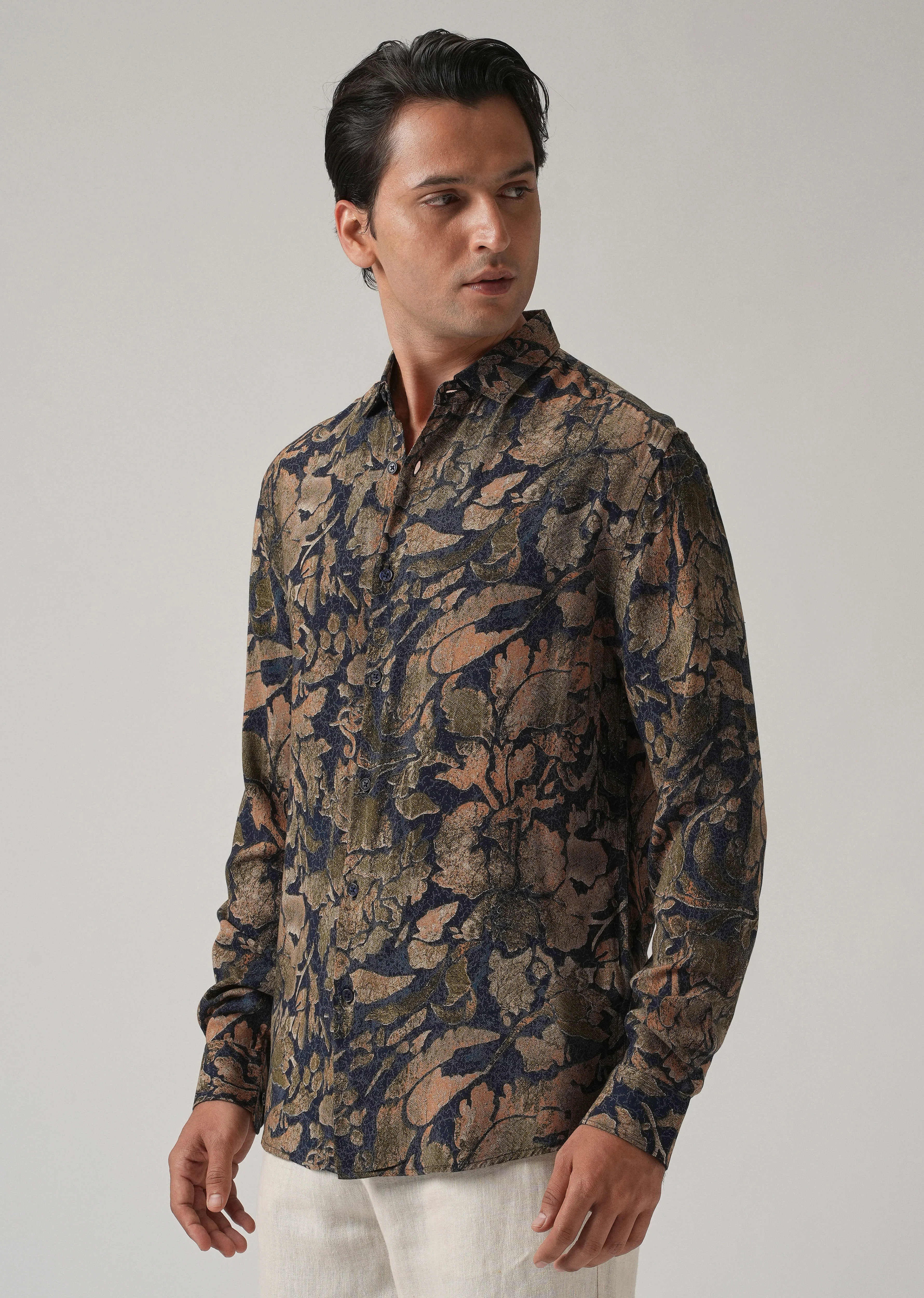 Blue Abstract Distress Print Feather Shirt - Image 4