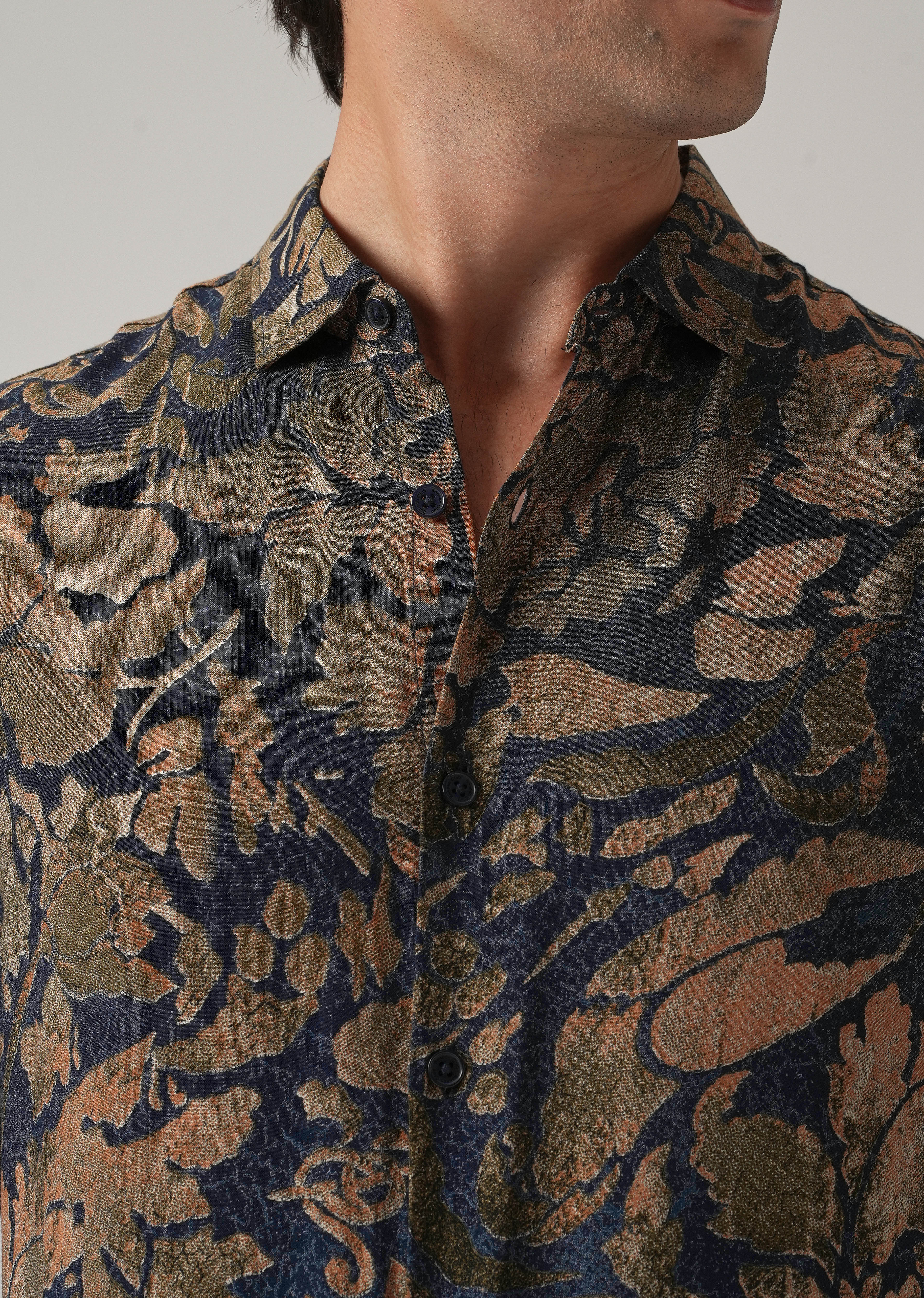 Blue Abstract Distress Print Feather Shirt - Image 5