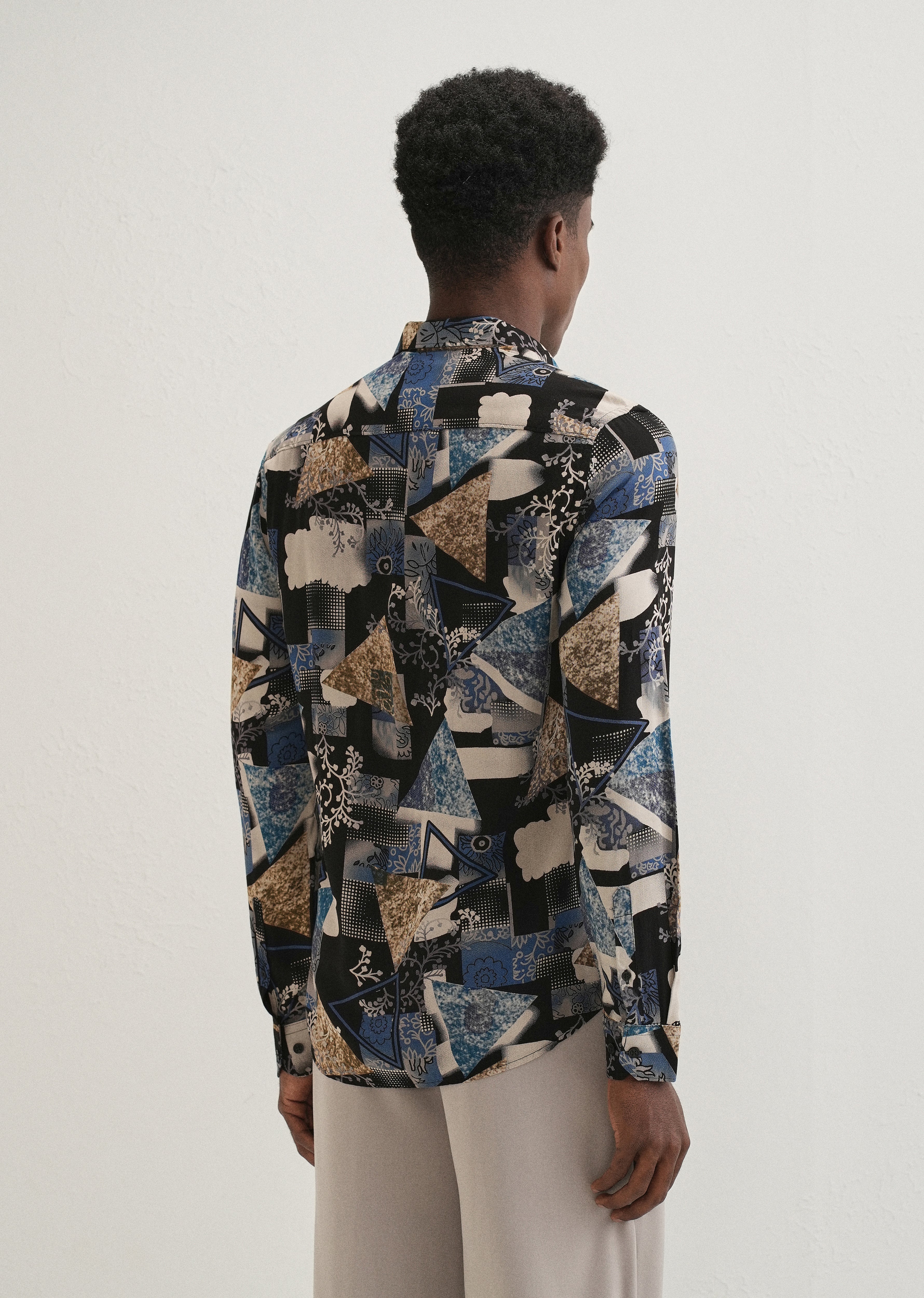 Blue Abstract Feather Shirt - Image 3