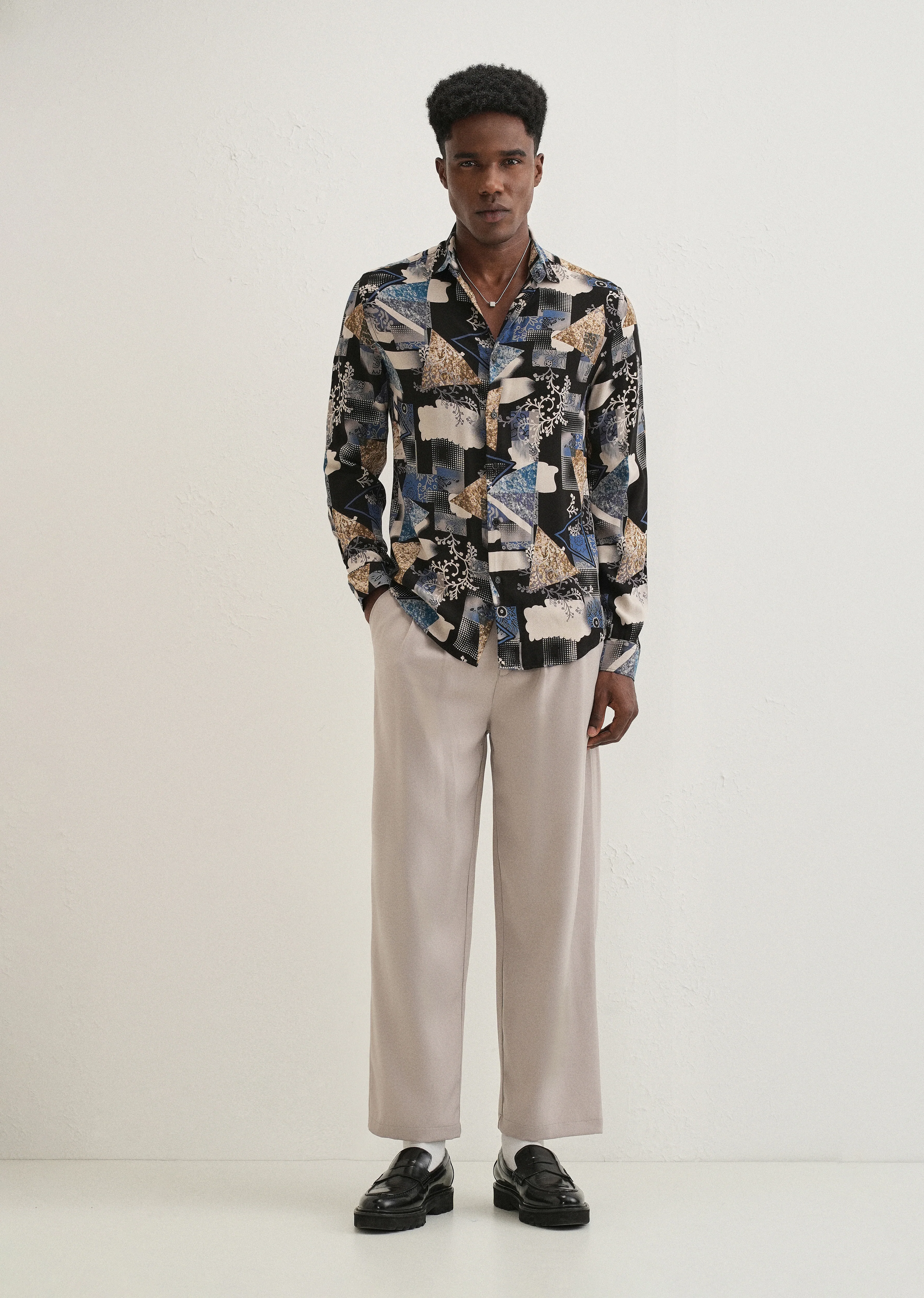 Blue Abstract Feather Shirt - Image 6