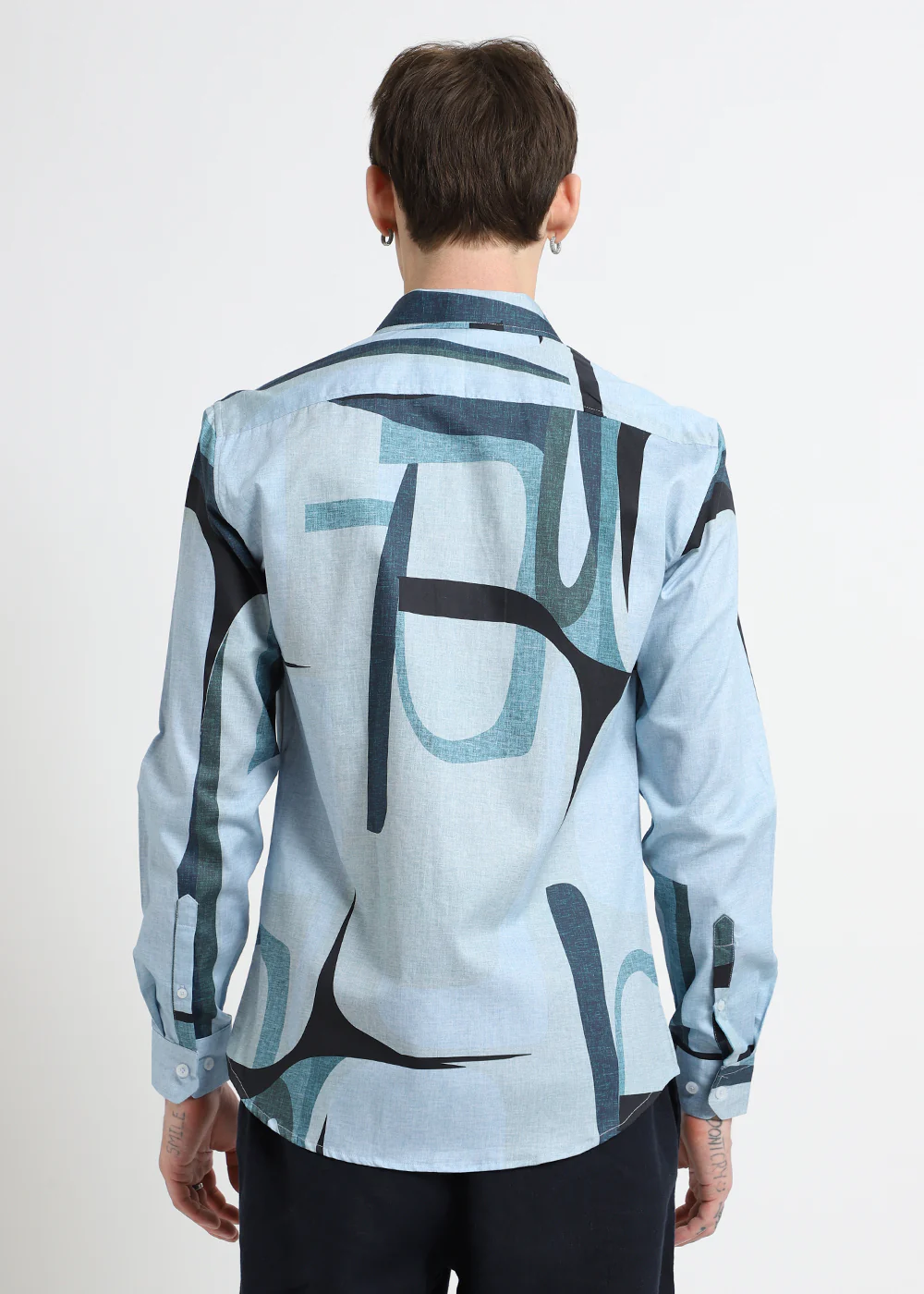 Blue Abstract Printed Shirt - Image 5