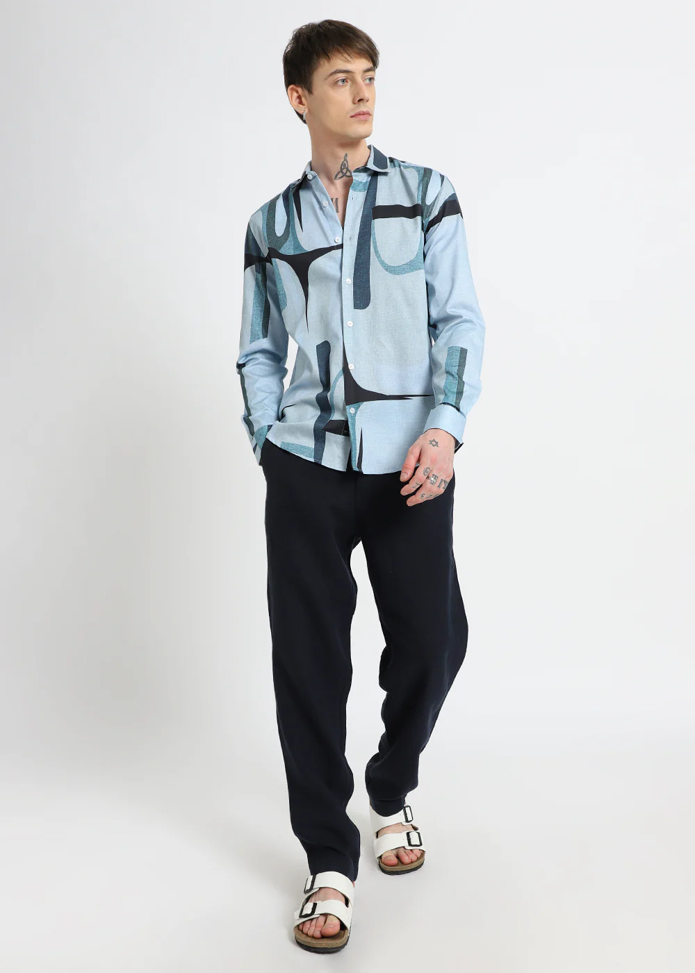 Blue Abstract Printed Shirt - Image 8