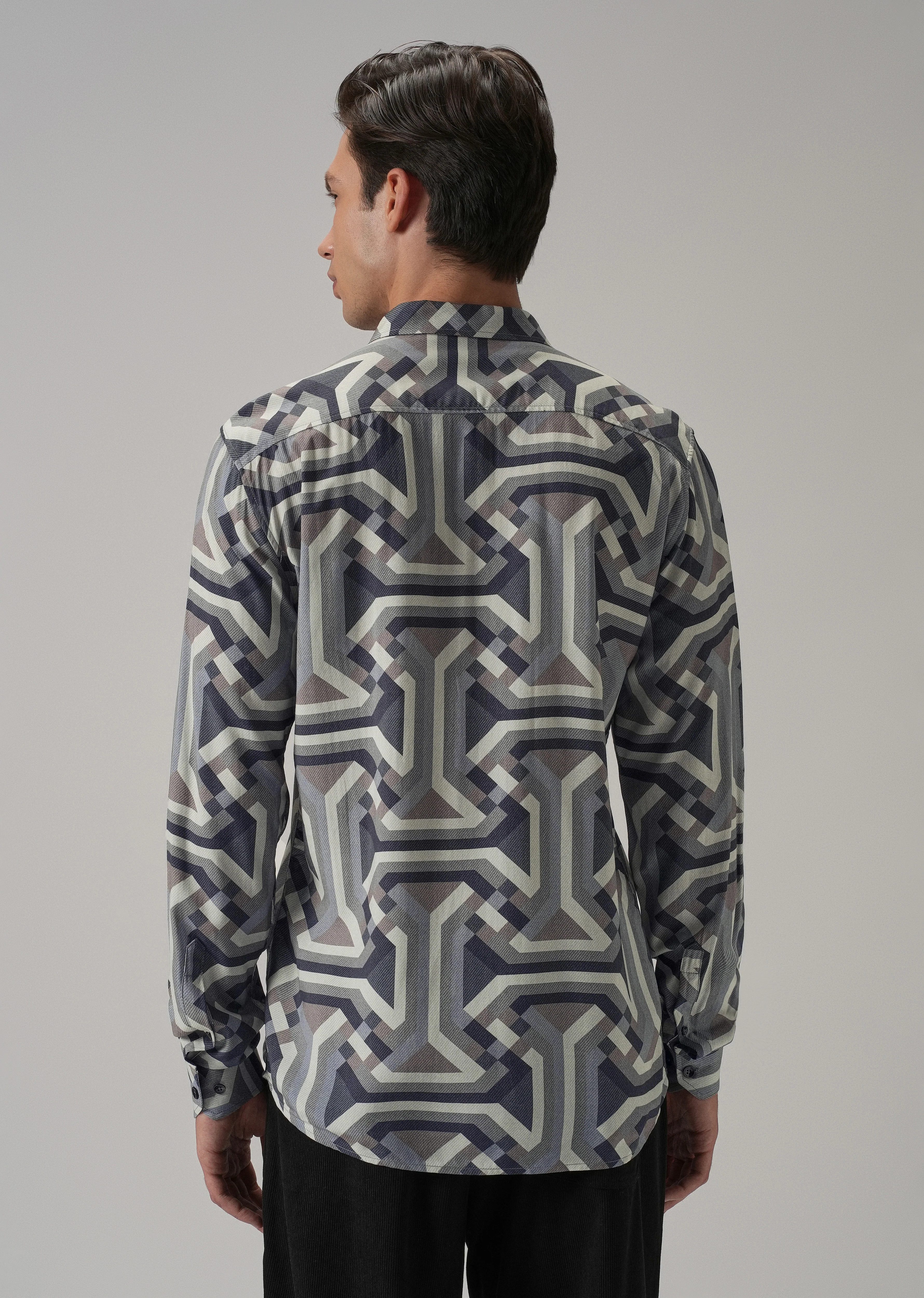 Blue Abstract Texture Printed Shirt - Image 2