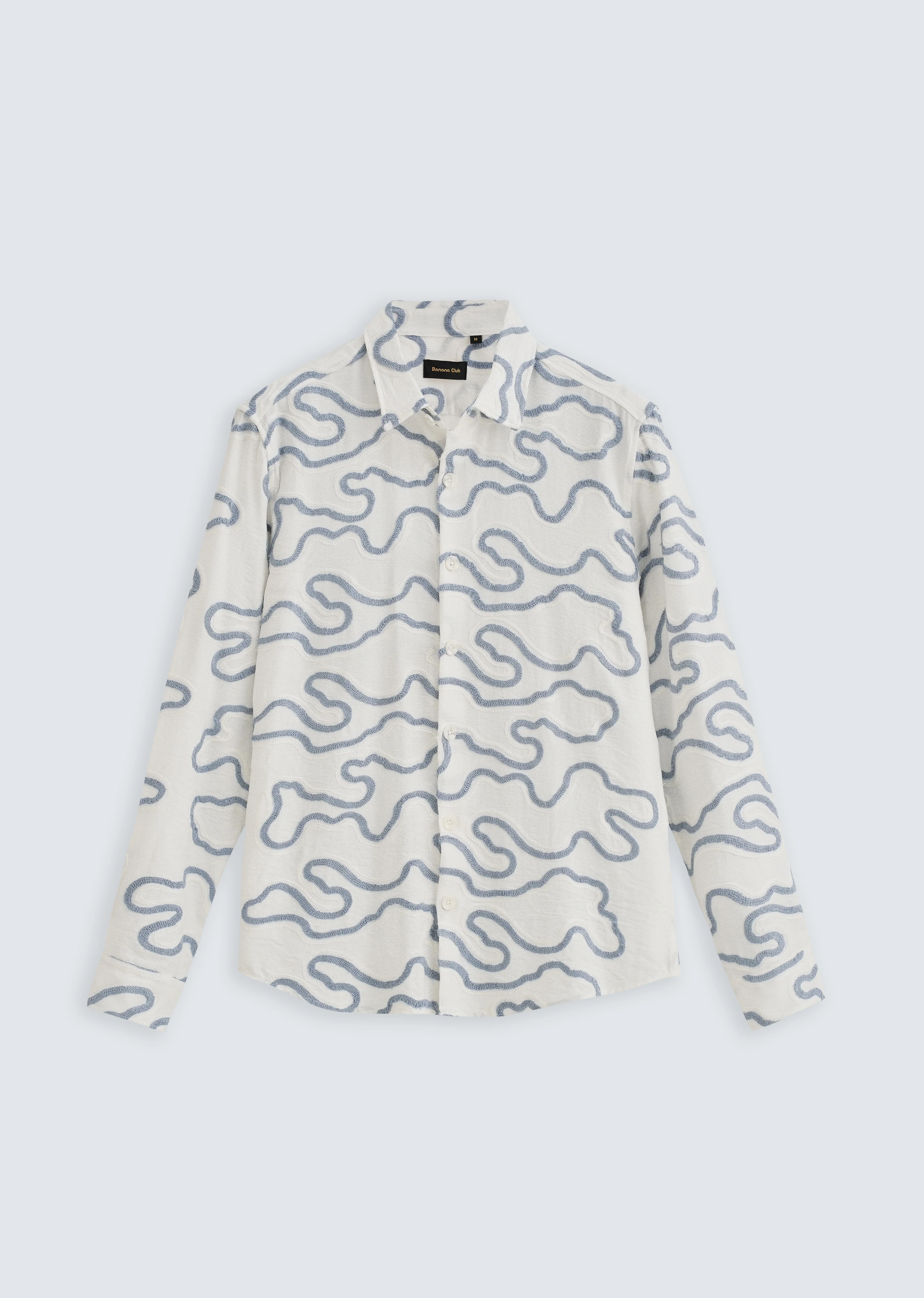 Blue Artistic Abstract Embroidery Shirt - Image 2