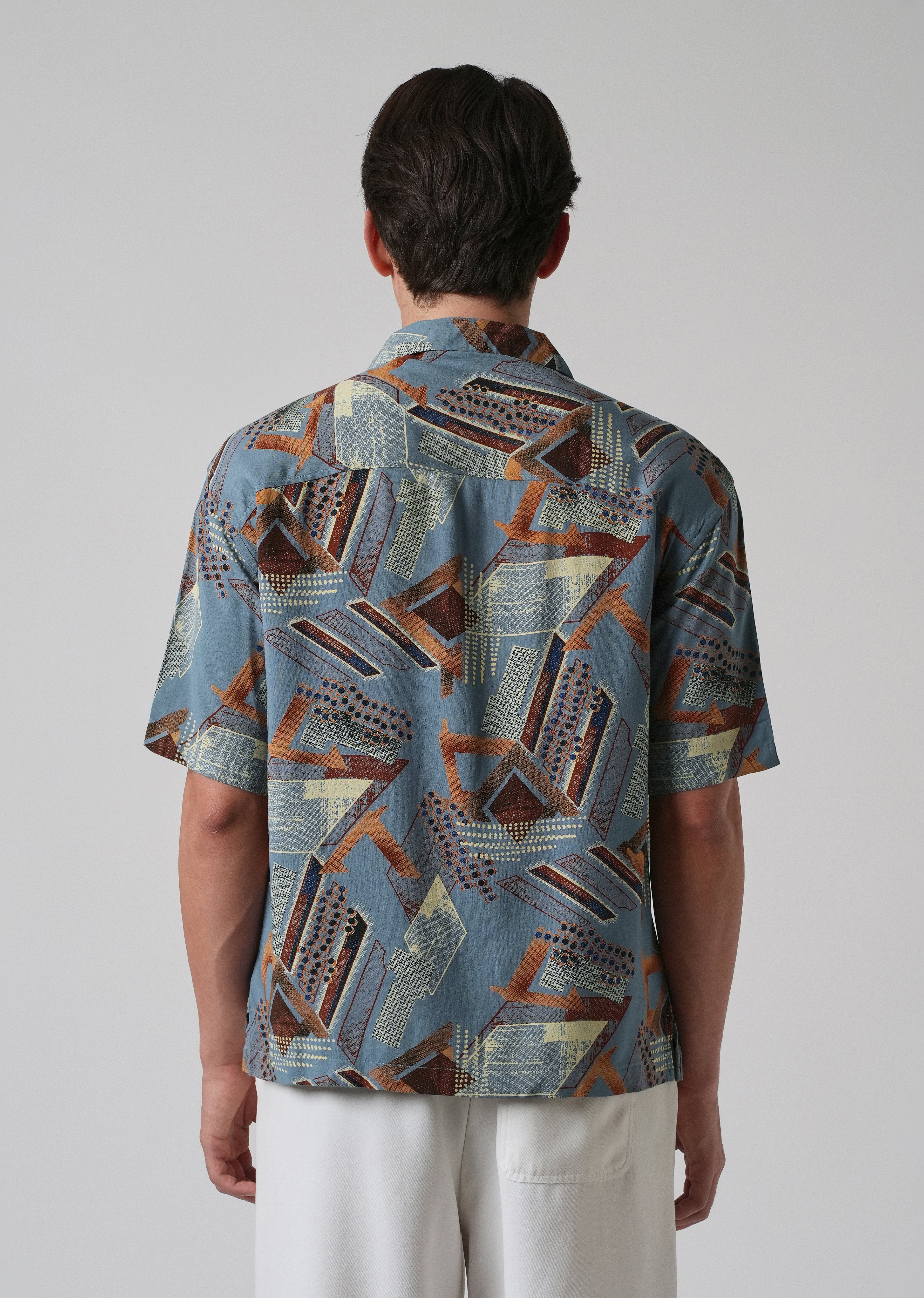Blue Artistic Abstract Oversized Feather Shirt - Image 3