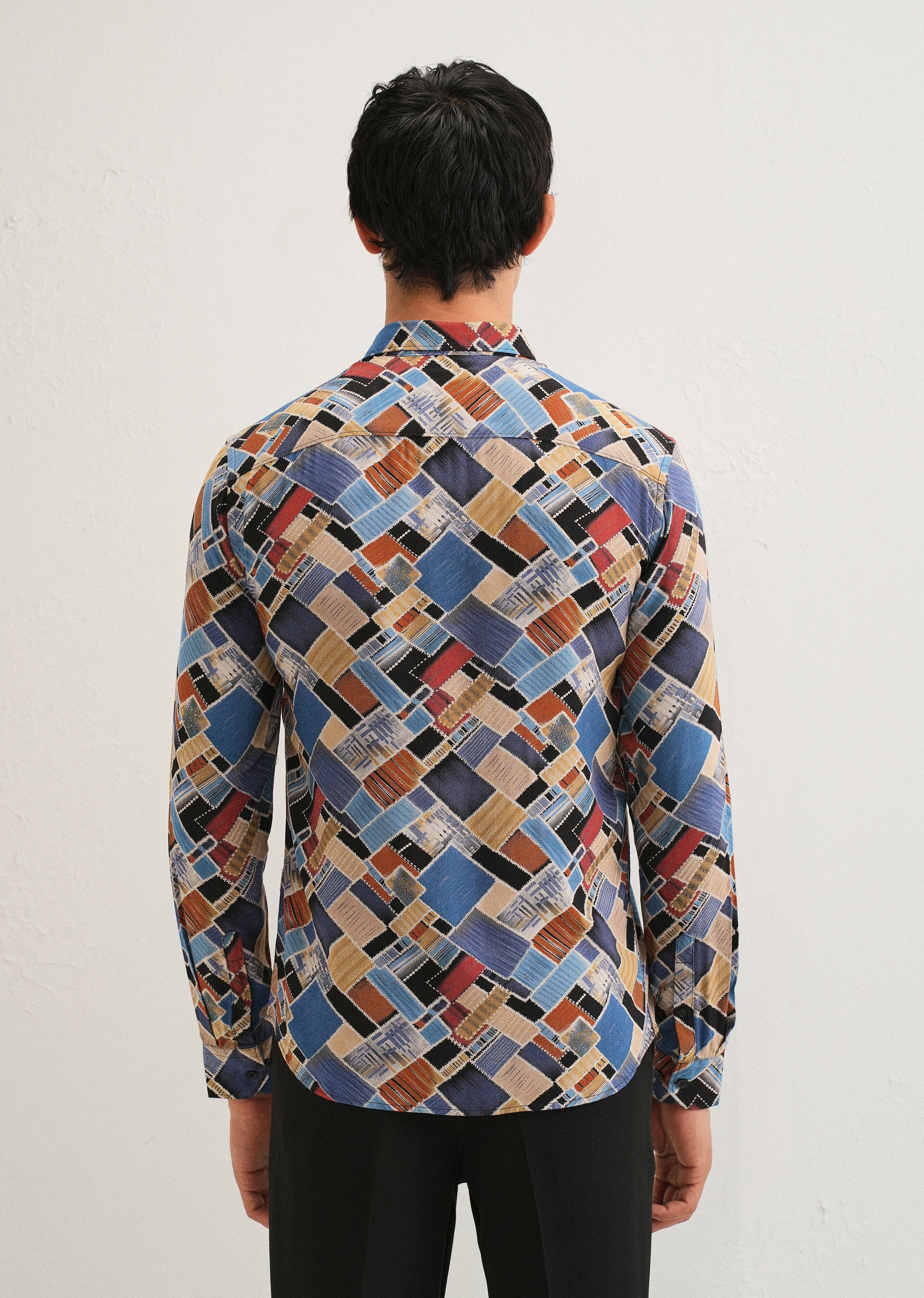 Blue Block Feather Shirt - Image 2