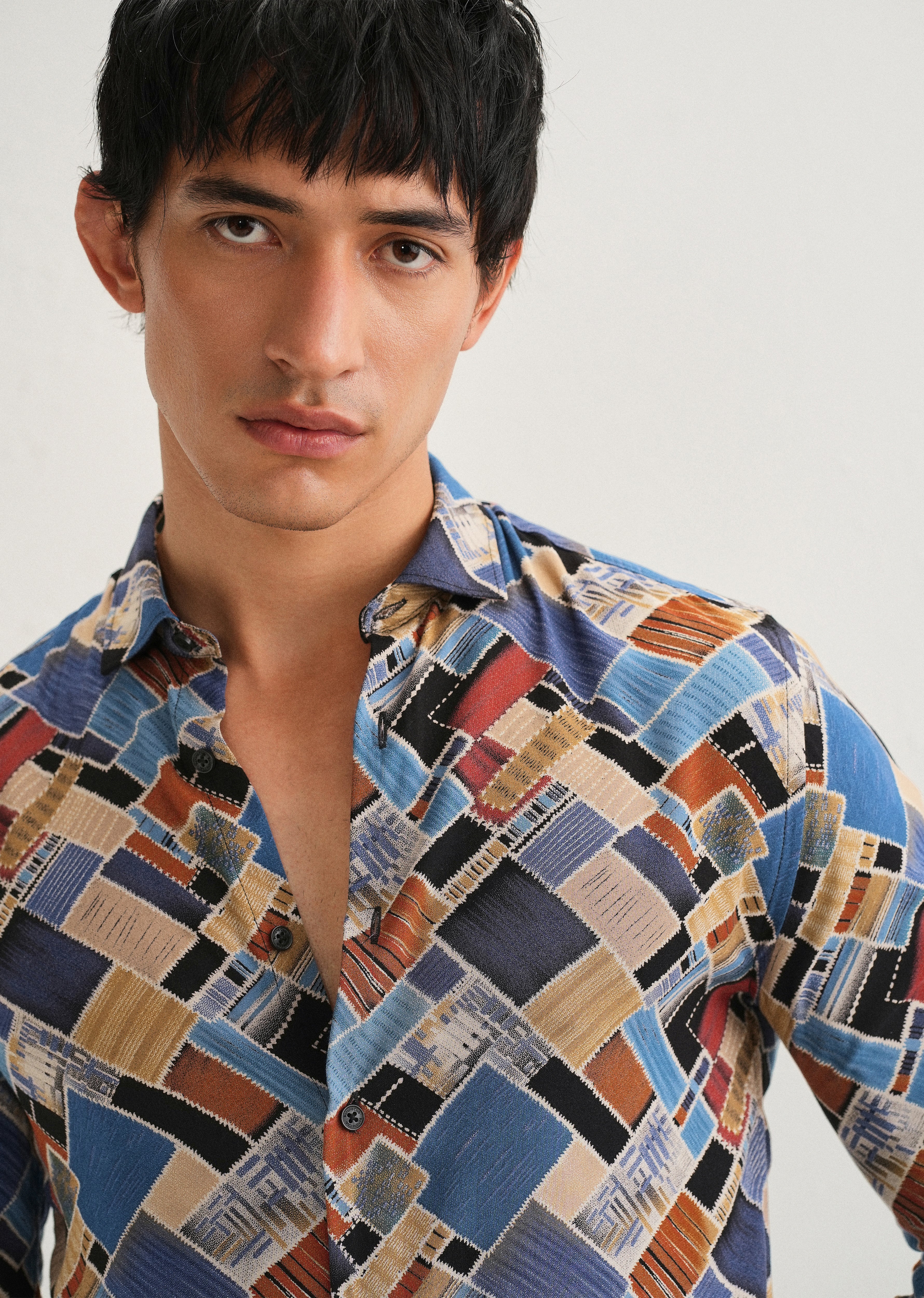Blue Block Feather Shirt - Image 5