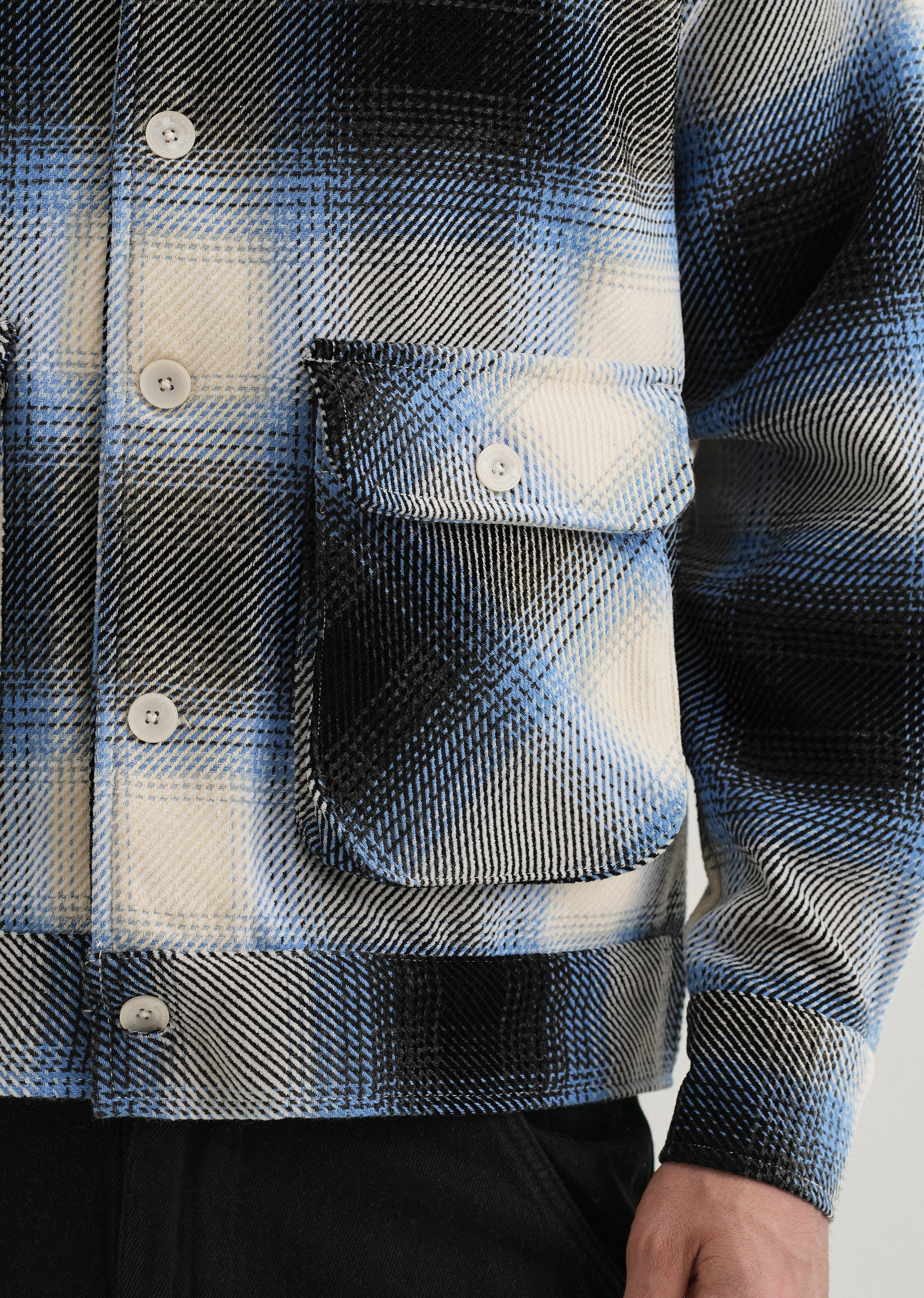 Blue Brushed Check Utility Shacket - Image 3
