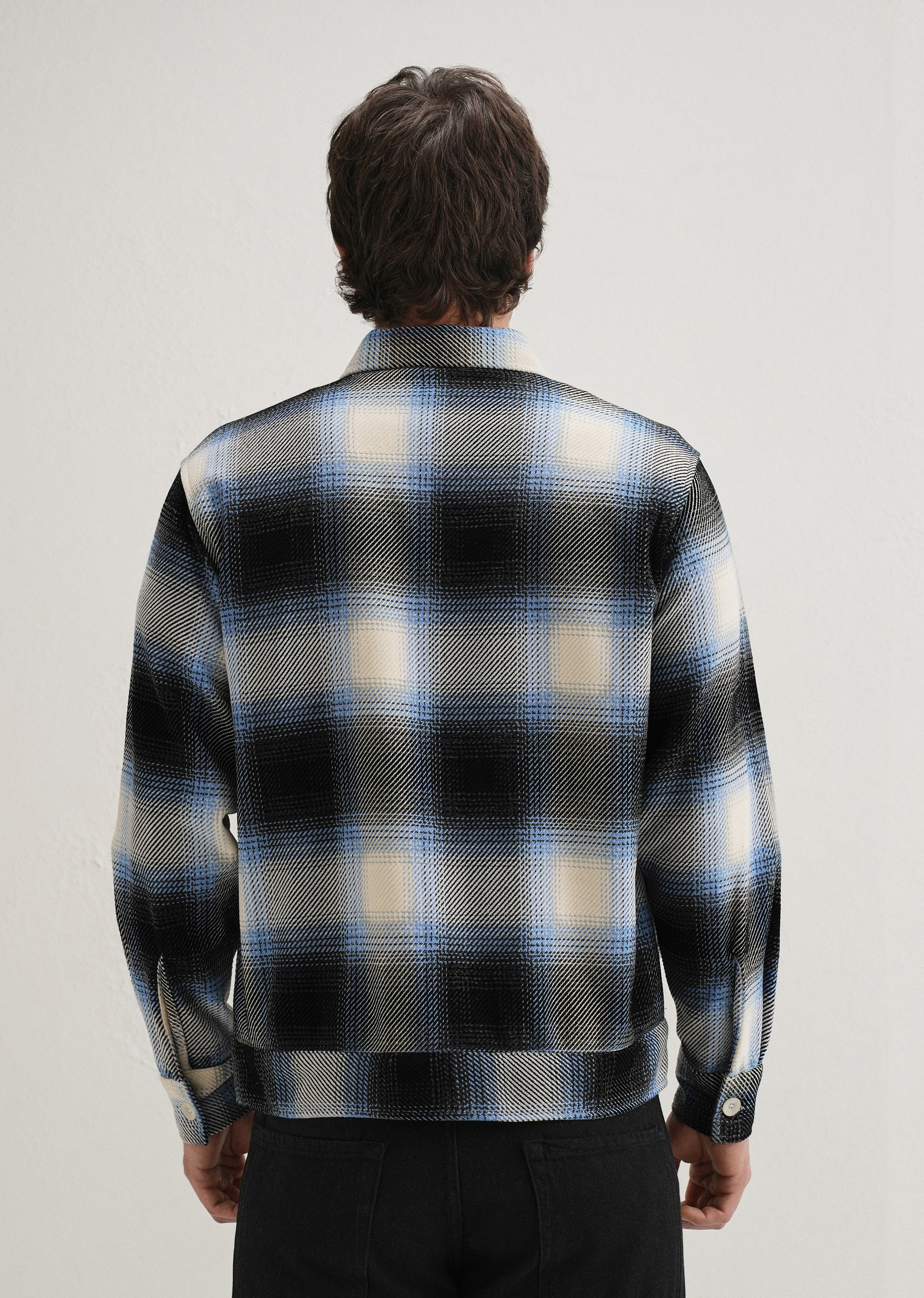 Blue Brushed Check Utility Shacket - Image 4