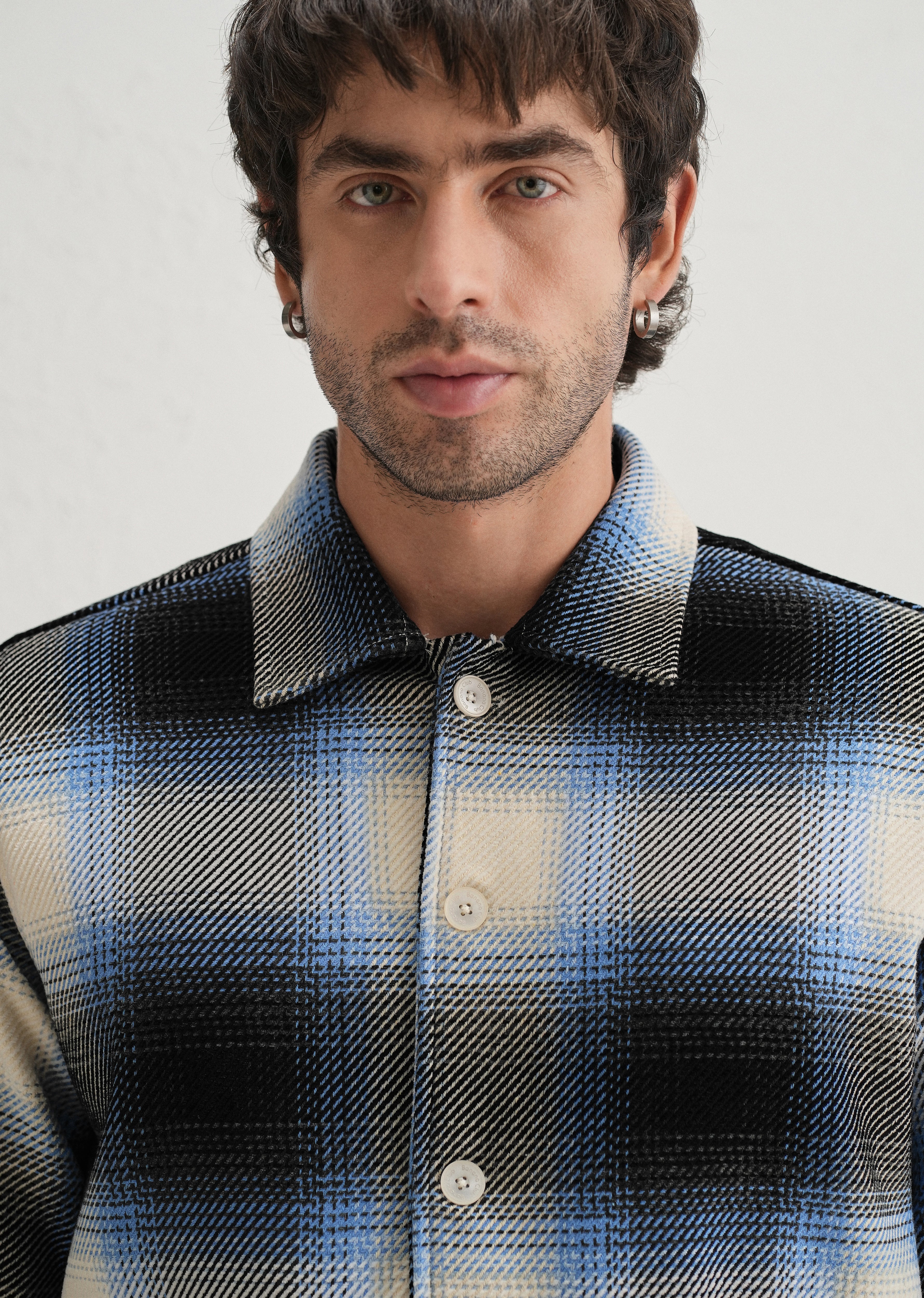 Blue Brushed Check Utility Shacket - Image 7