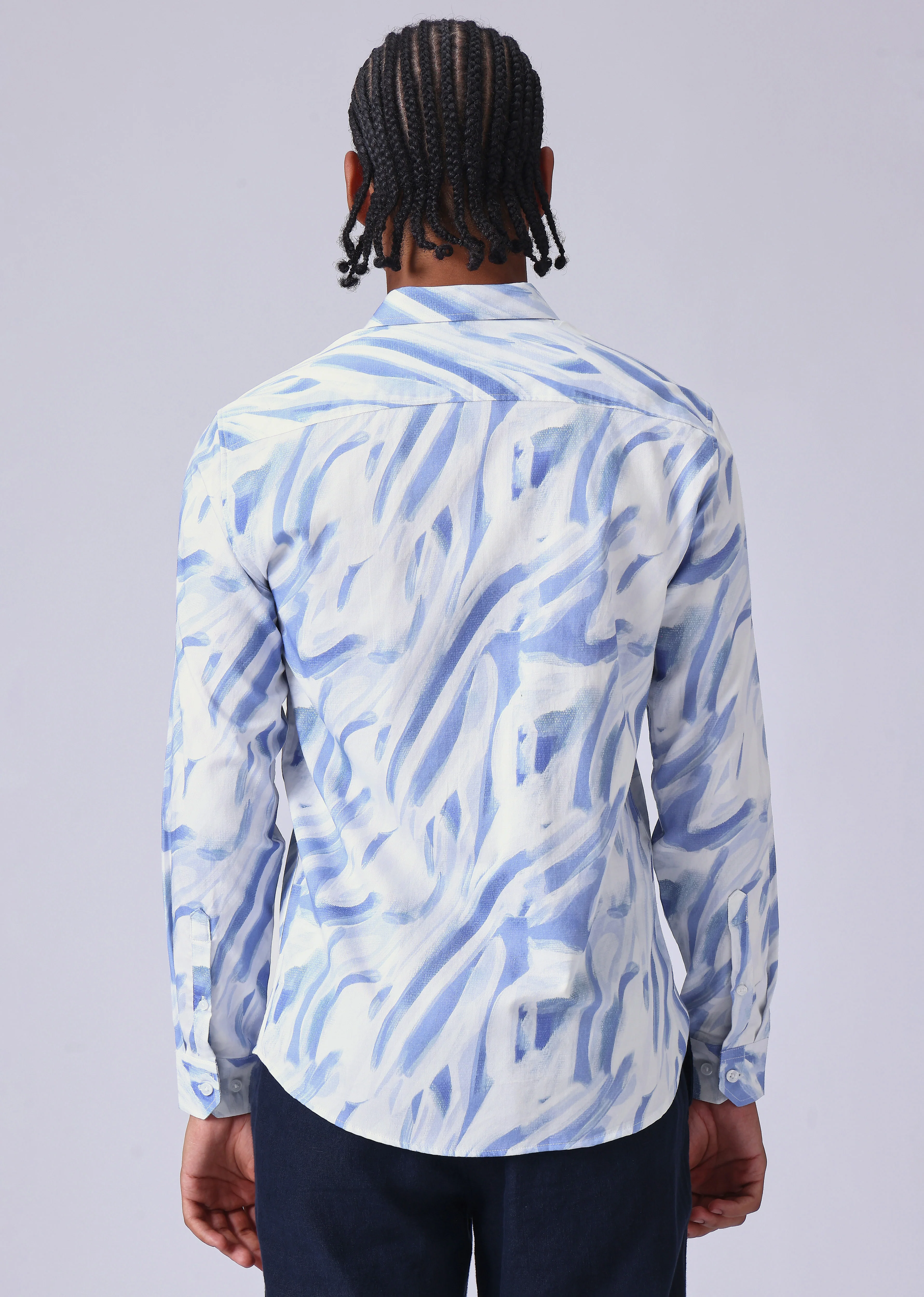 Blue Brushstroke Print Shirt - Image 2