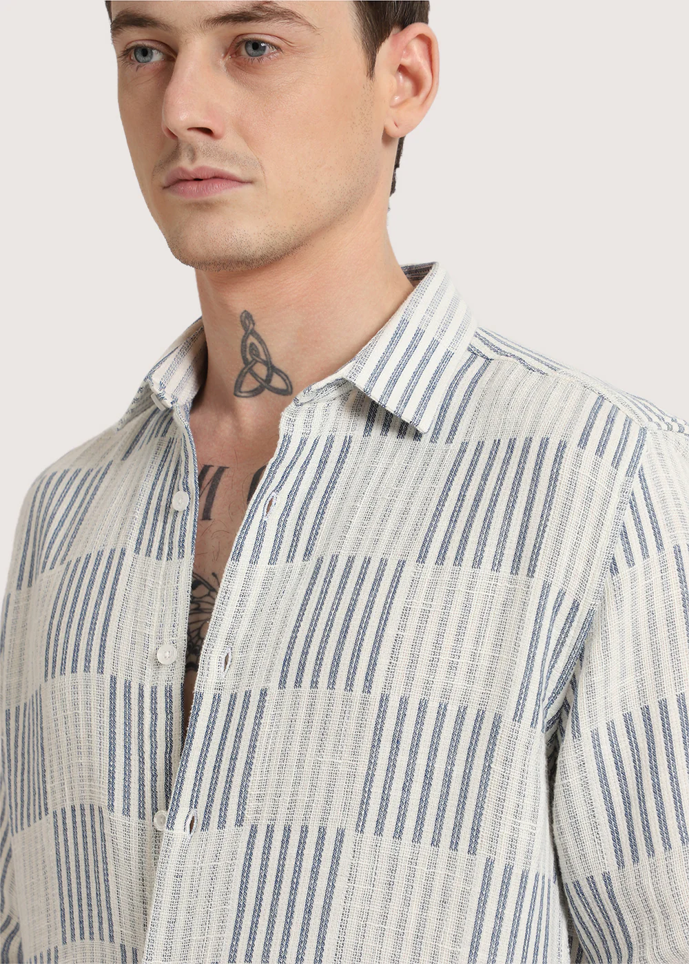 Blue Checker Textured Shirt - Image 2