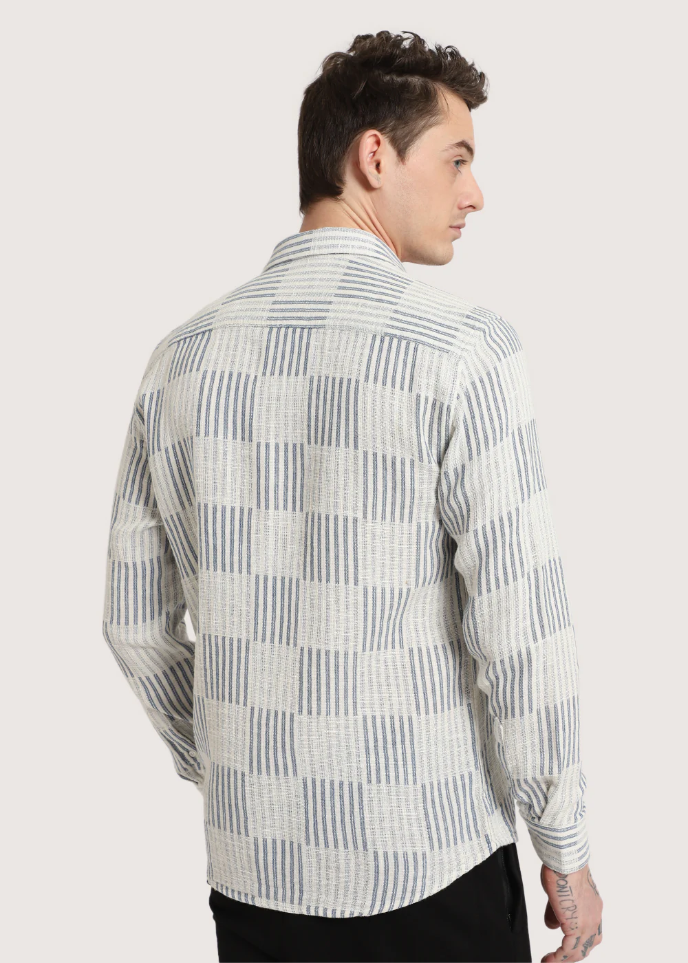 Blue Checker Textured Shirt - Image 4