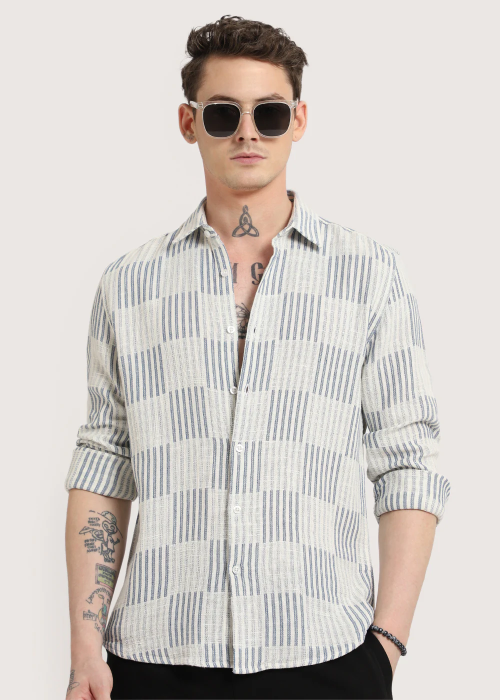 Blue Checker Textured Shirt - Image 5
