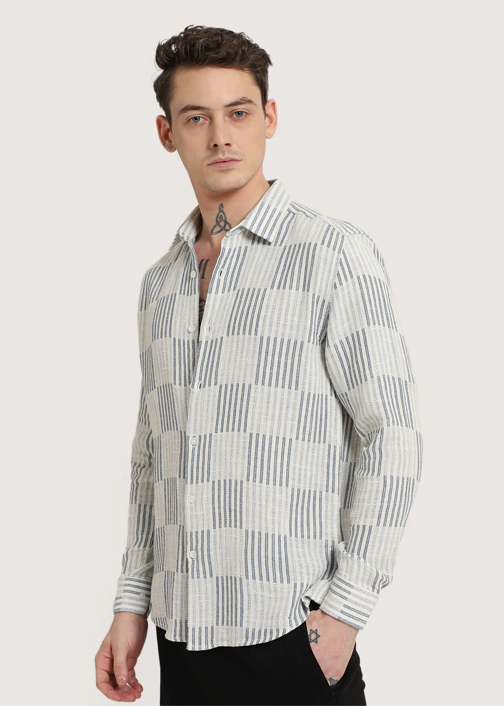 Blue Checker Textured Shirt - Image 6