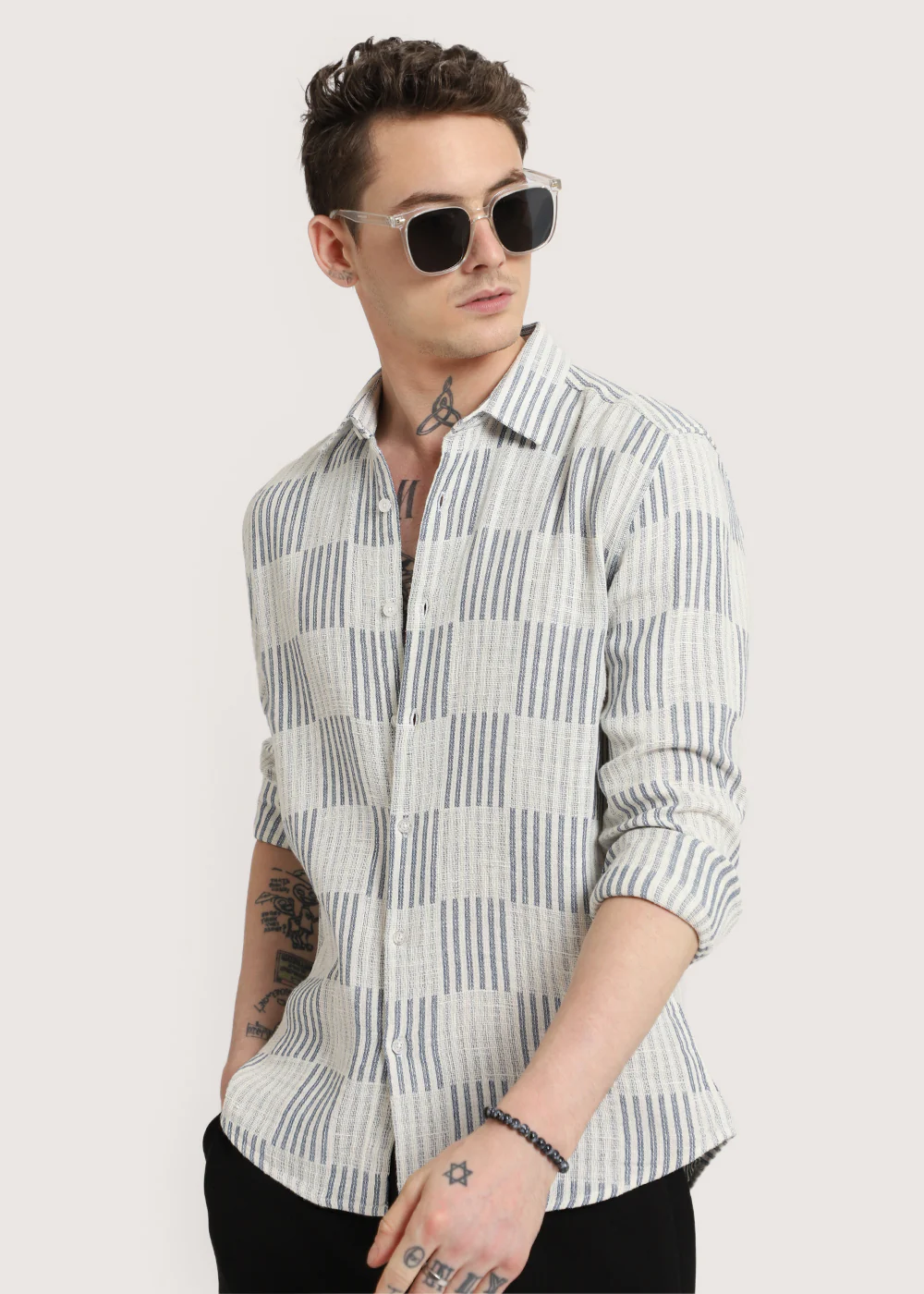 Blue Checker Textured Shirt - Image 7